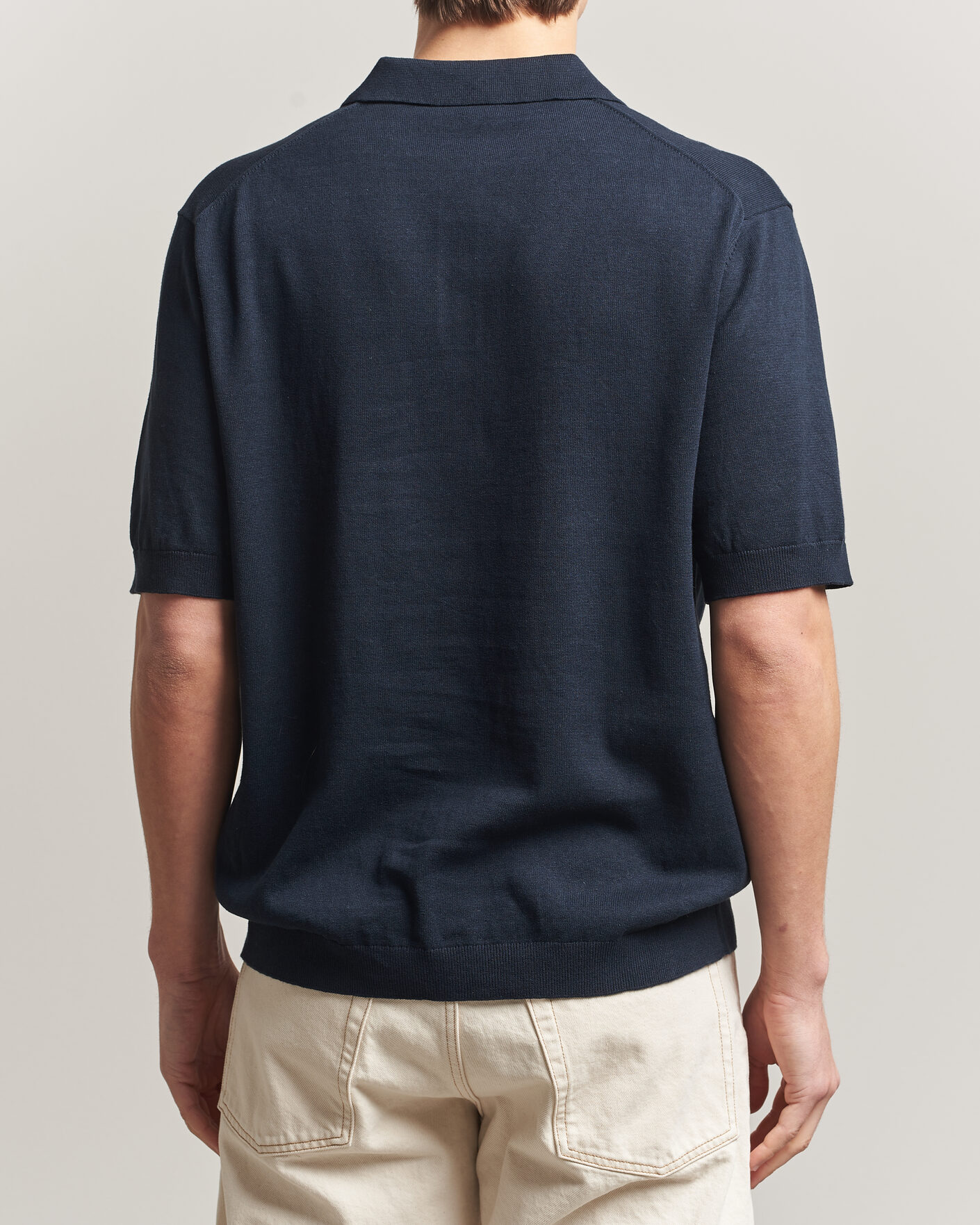 Herr | Pikéer | Forét | Sea Cotton/Linen Polo Navy