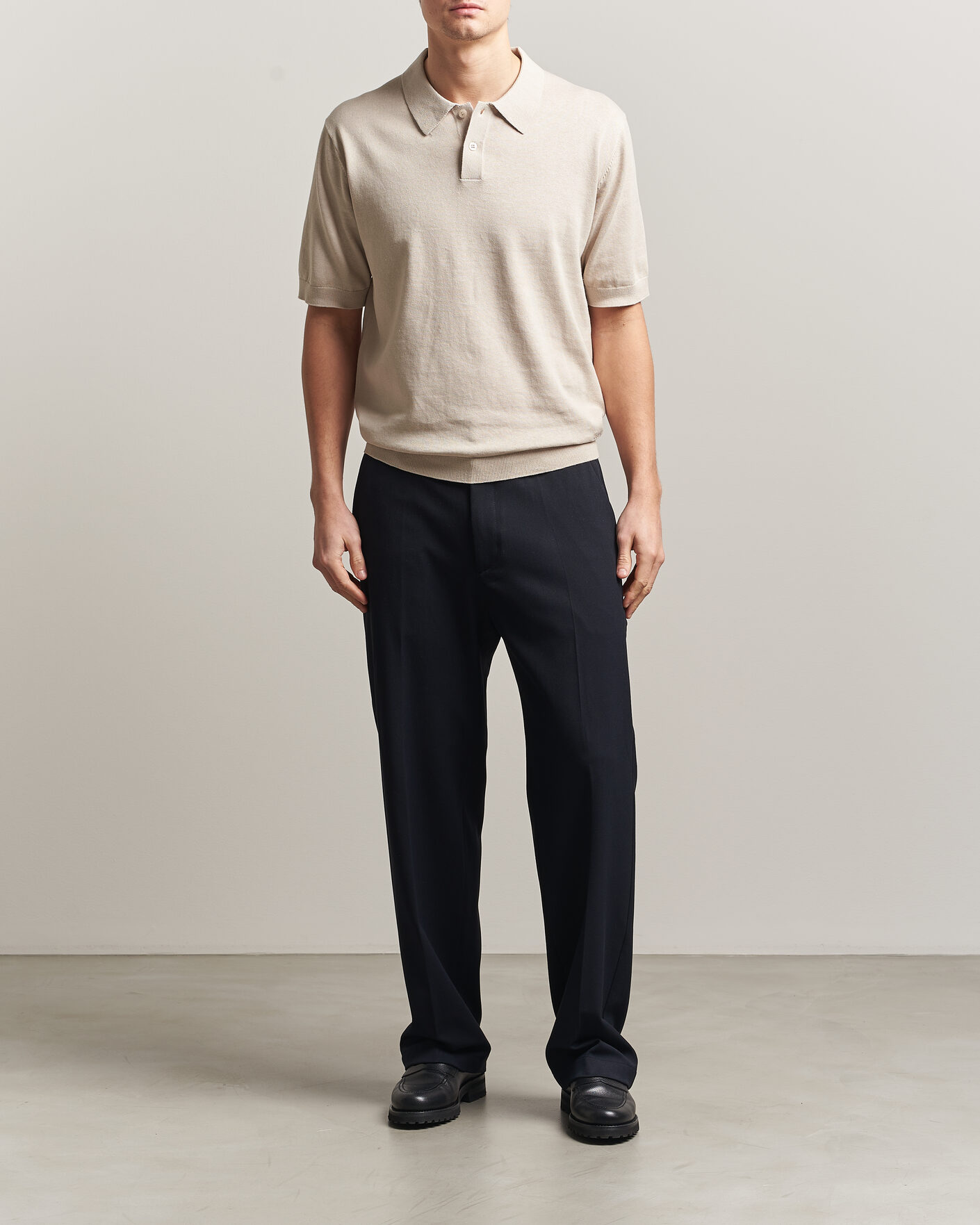 Herr | Pikéer | Forét | Sea Cotton/Linen Polo Oatmeal