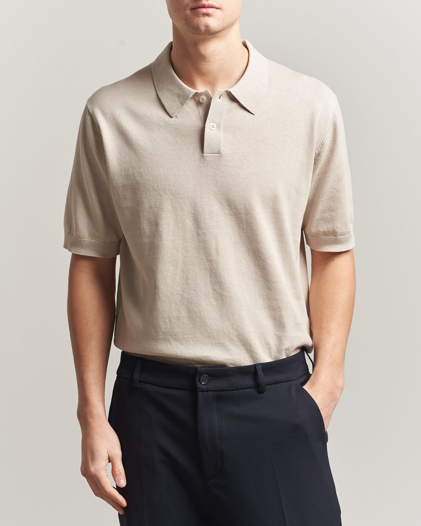 Herr | Pikéer | Forét | Sea Cotton/Linen Polo Oatmeal