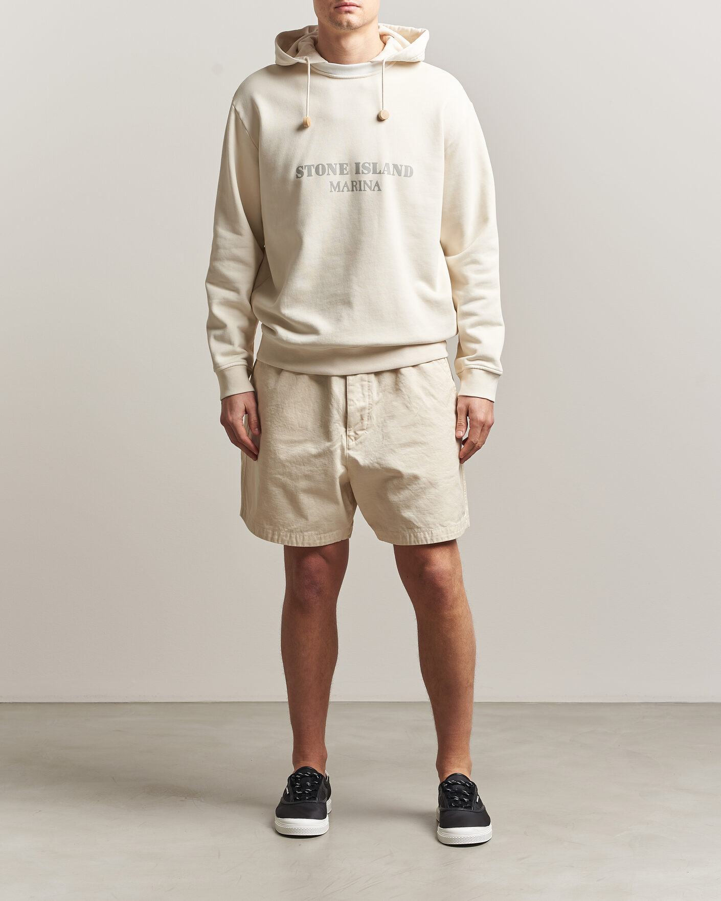 Herr | Tröjor | Stone Island | Marina Cotton Fleece Hood Ivory