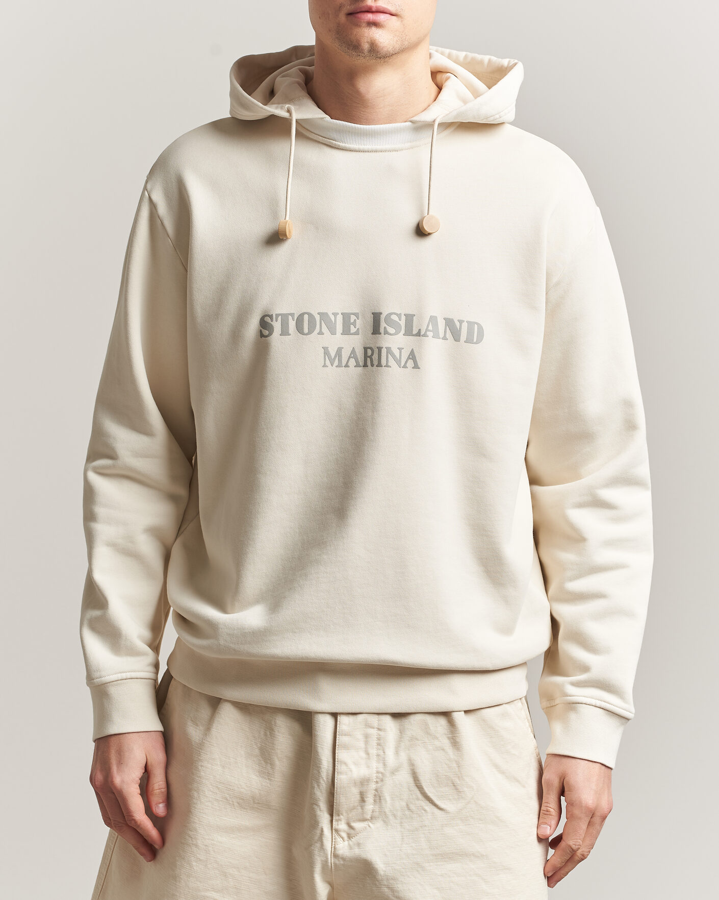 Herr | Tröjor | Stone Island | Marina Cotton Fleece Hood Ivory