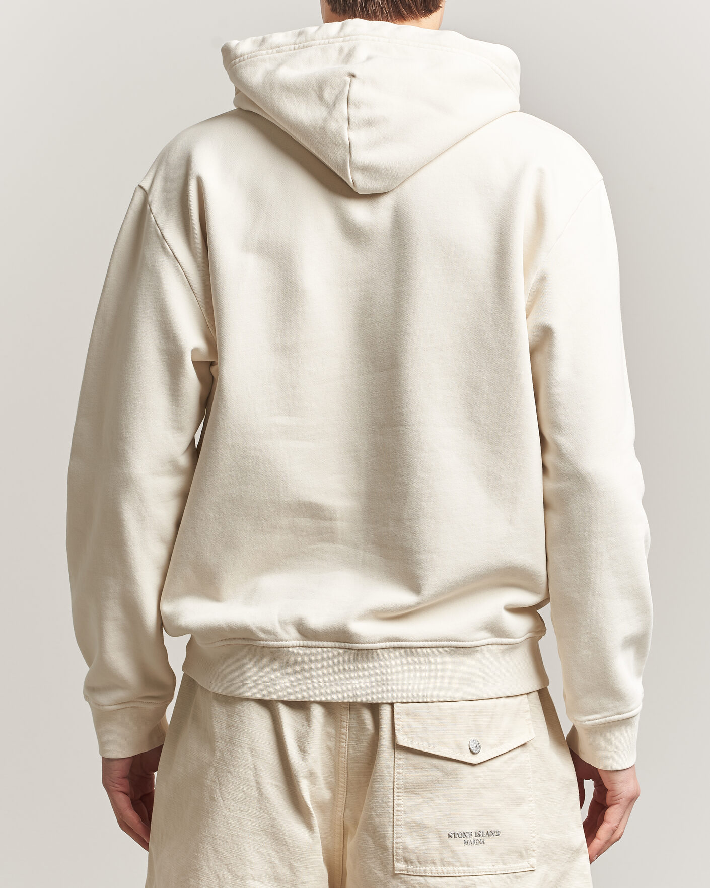 Herr | Tröjor | Stone Island | Marina Cotton Fleece Hood Ivory