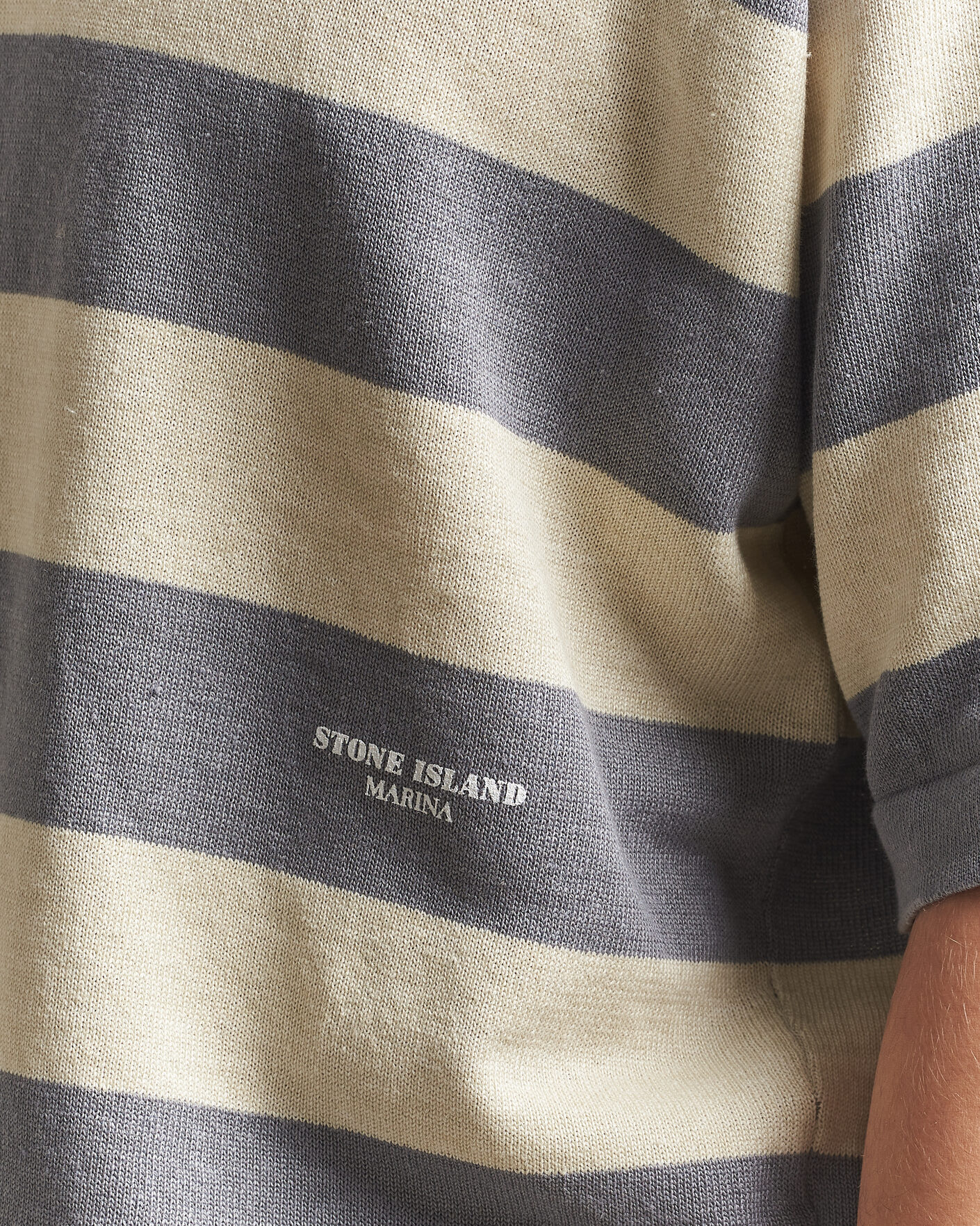 Herr | Pikéer | Stone Island | Marina Knitted  Cotton/Linen Polo Ivory Melange