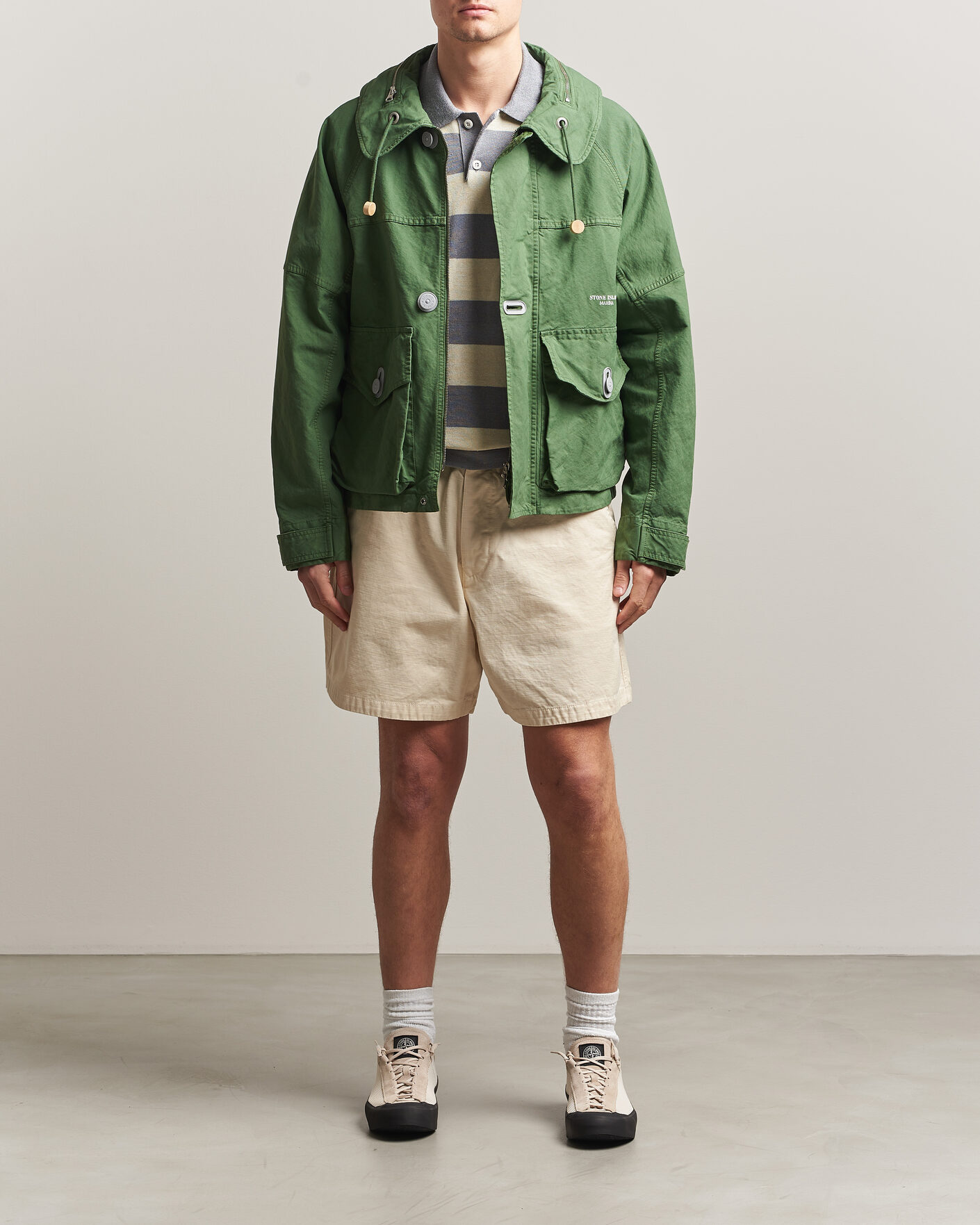 Herr | Jackor | Stone Island | Marina Panama Weave Coach Jacket Quartz Green