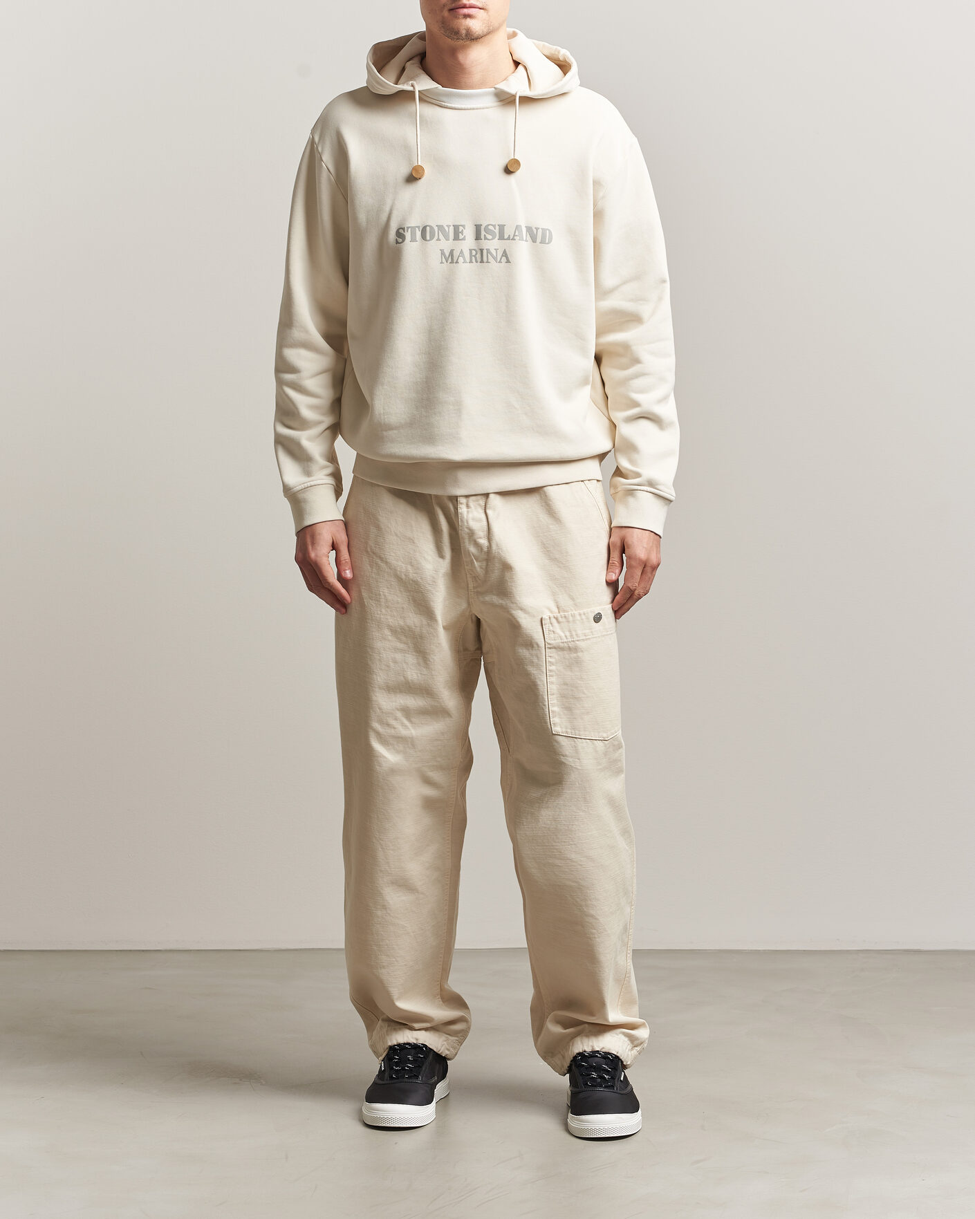 Herr | Byxor | Stone Island | Marina Cotton Twill Trousers Ivory