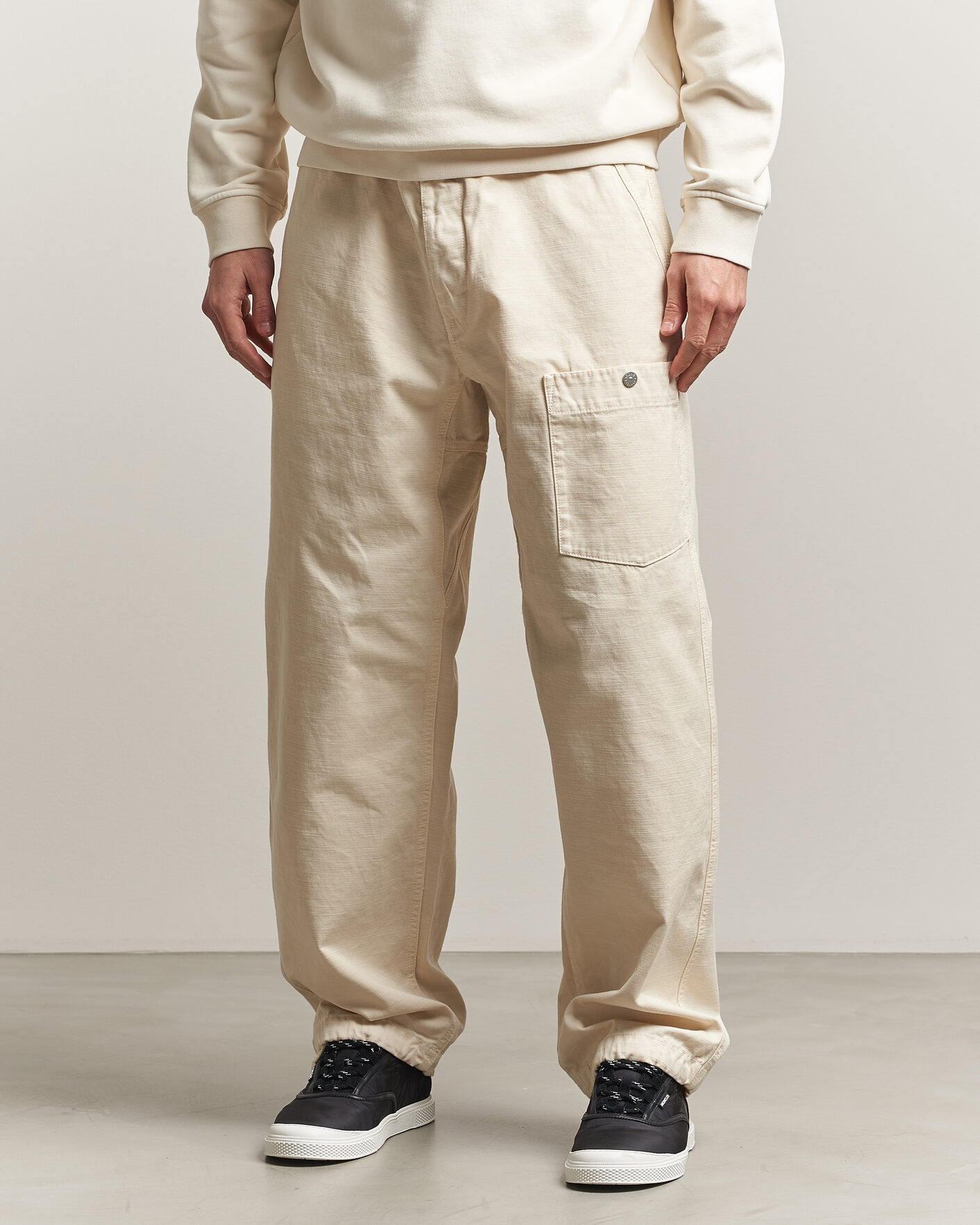 Herr | Byxor | Stone Island | Marina Cotton Twill Trousers Ivory