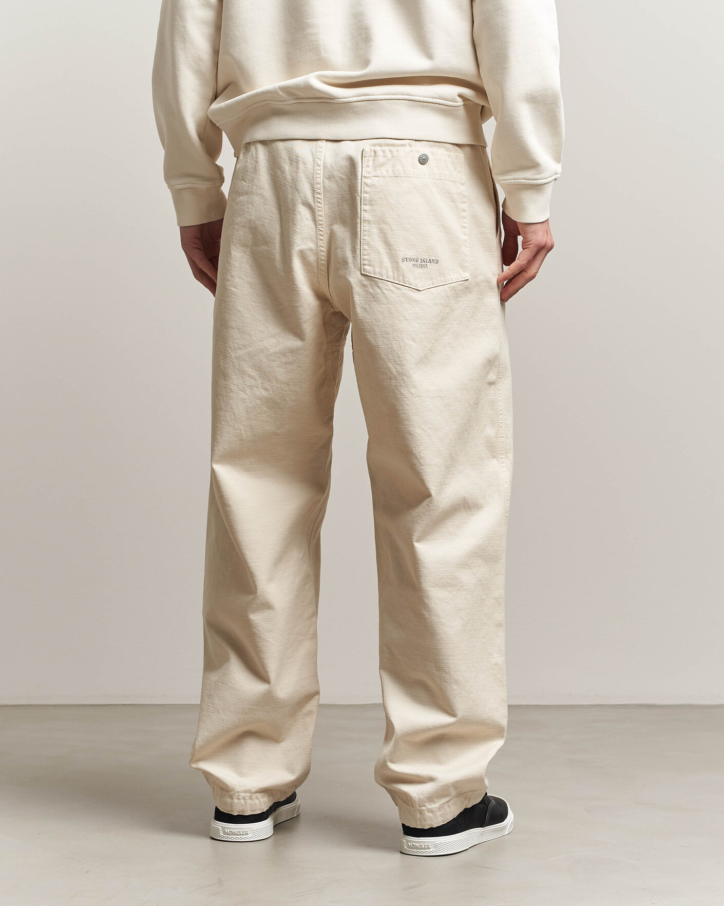 Herr | Byxor | Stone Island | Marina Cotton Twill Trousers Ivory