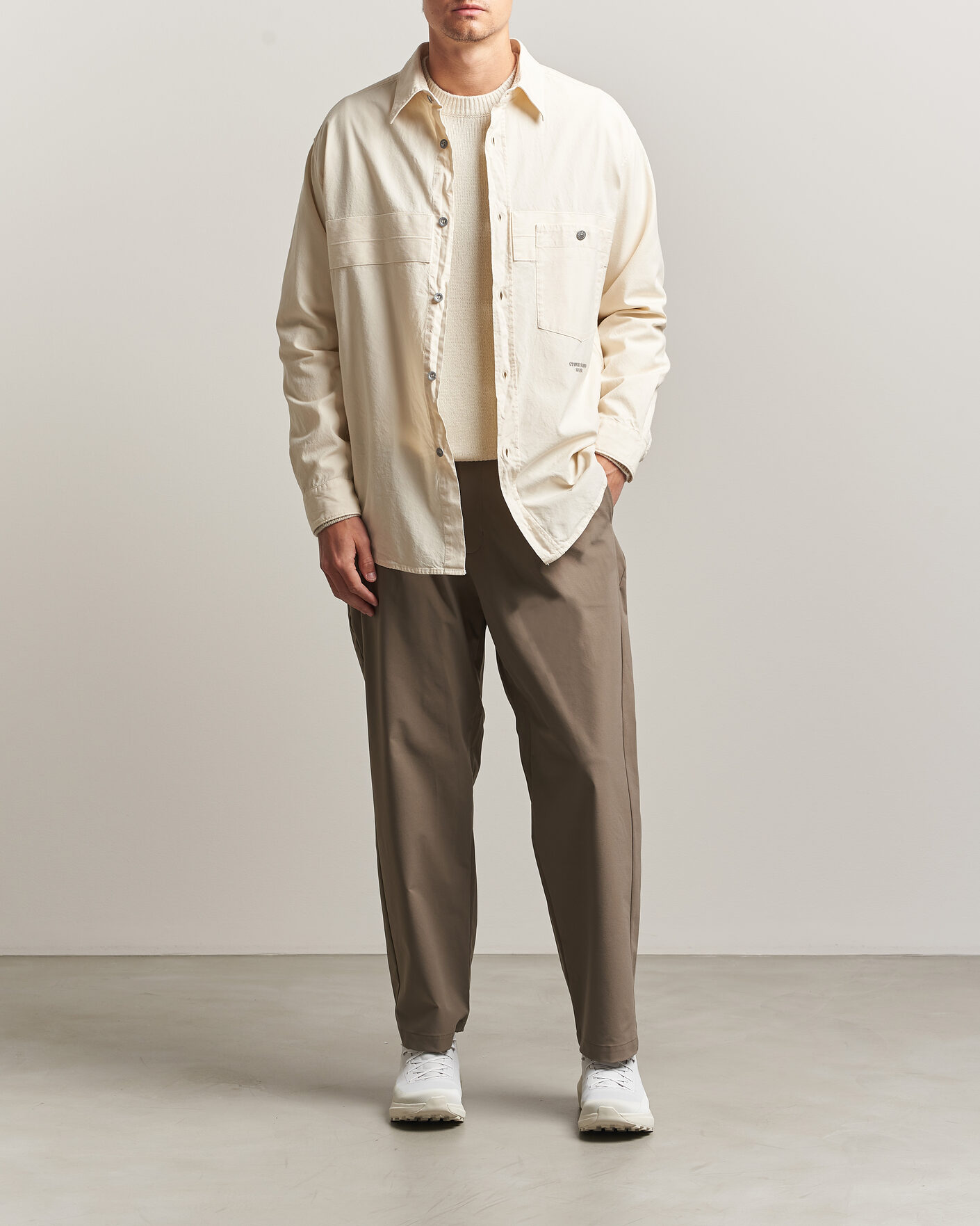 Herr | Skjortor | Stone Island | Marina Cotton Panama Weave Overshirt Ivory