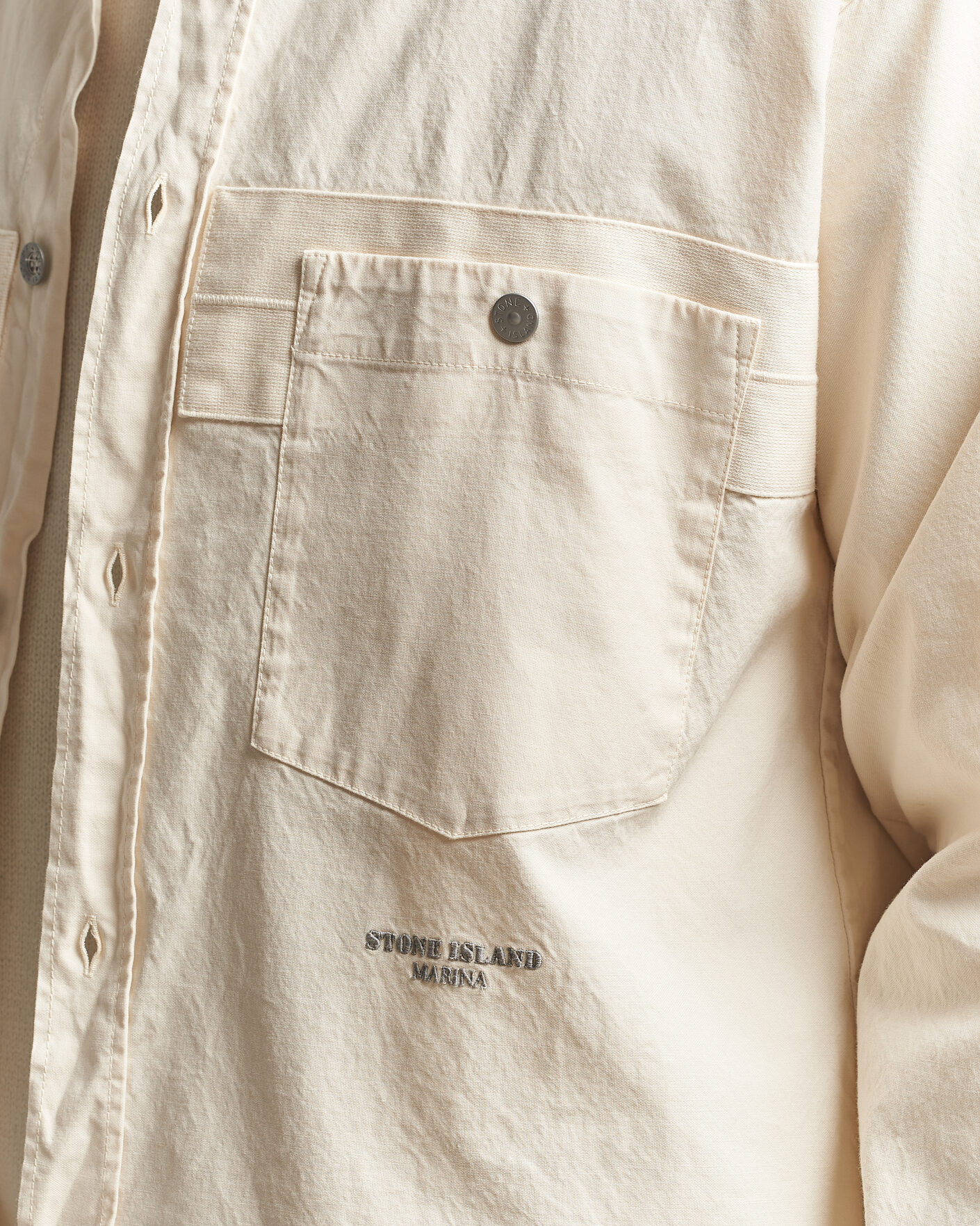 Herr | Skjortor | Stone Island | Marina Cotton Panama Weave Overshirt Ivory