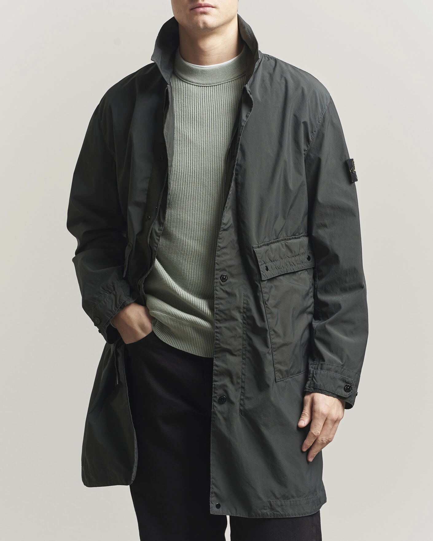 Herr | Jackor | Stone Island | Light Compact Car Coat Charcoal