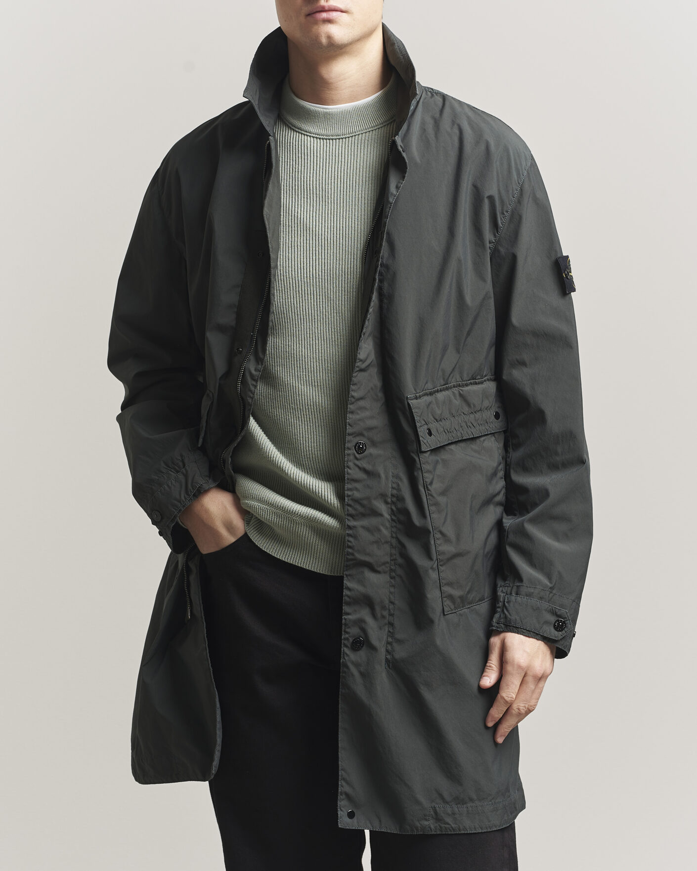 Herr | Jackor | Stone Island | Light Compact Car Coat Charcoal