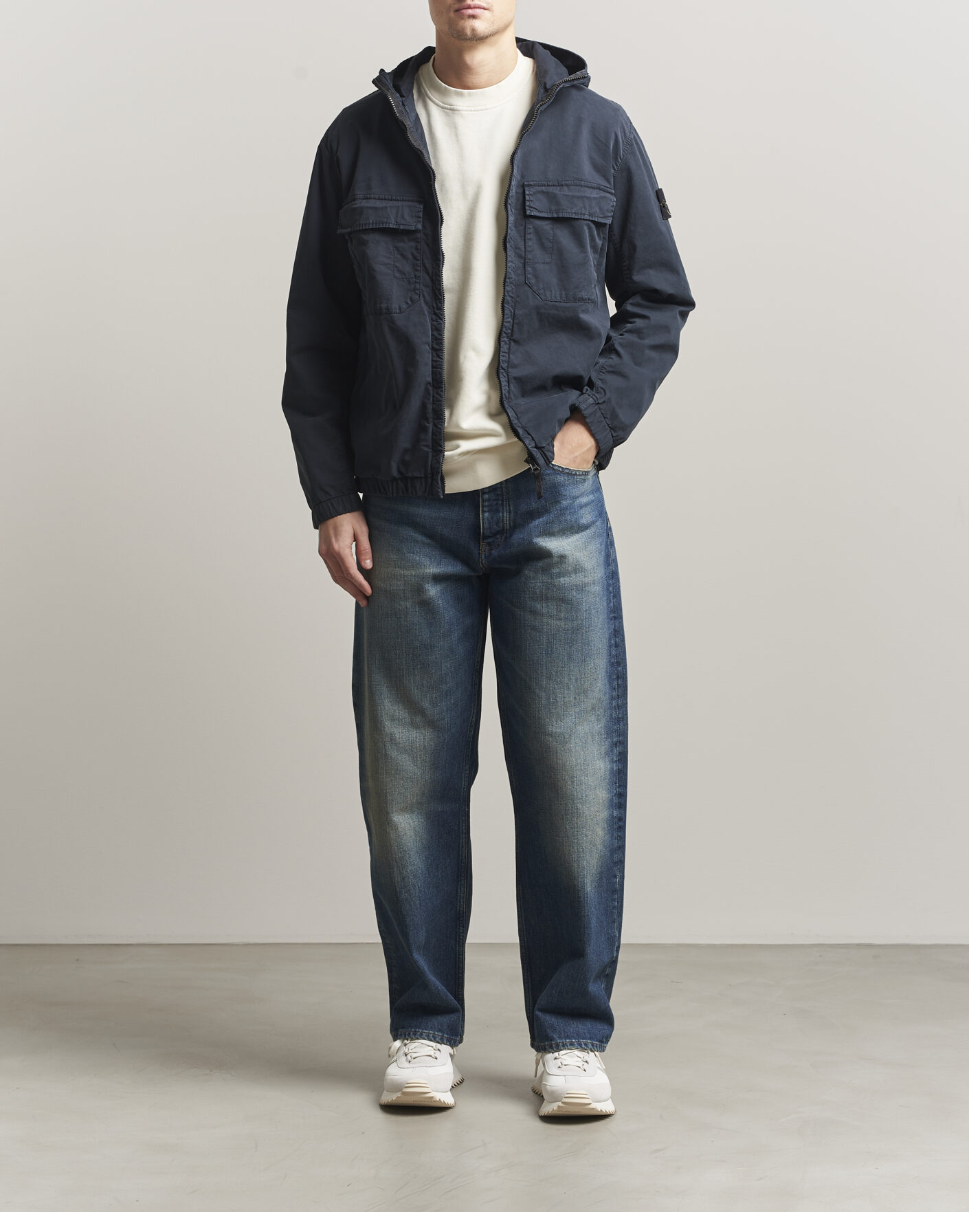 Herr | Jackor | Stone Island | Stretch Cotton Twill Hood Jacket Navy