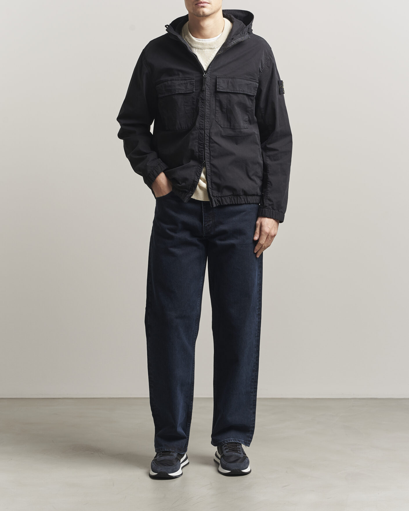 Herr | Jackor | Stone Island | Stretch Cotton Twill Hood Jacket Black