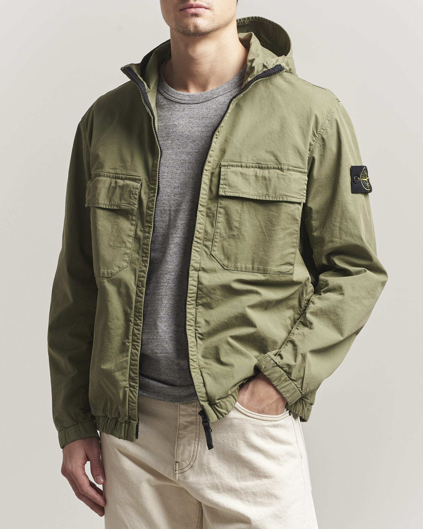 Herr | Jackor | Stone Island | Stretch Cotton Twill Hood Jacket Military Green