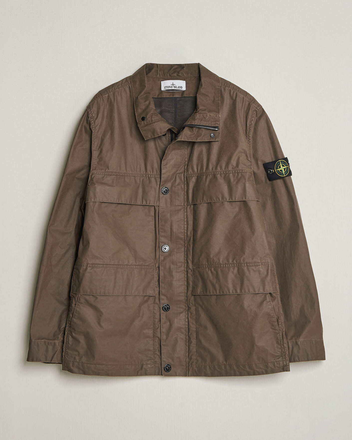 Herr | Jackor | Stone Island | Waxed Pigment Cotton Tela Field Jacket Umber