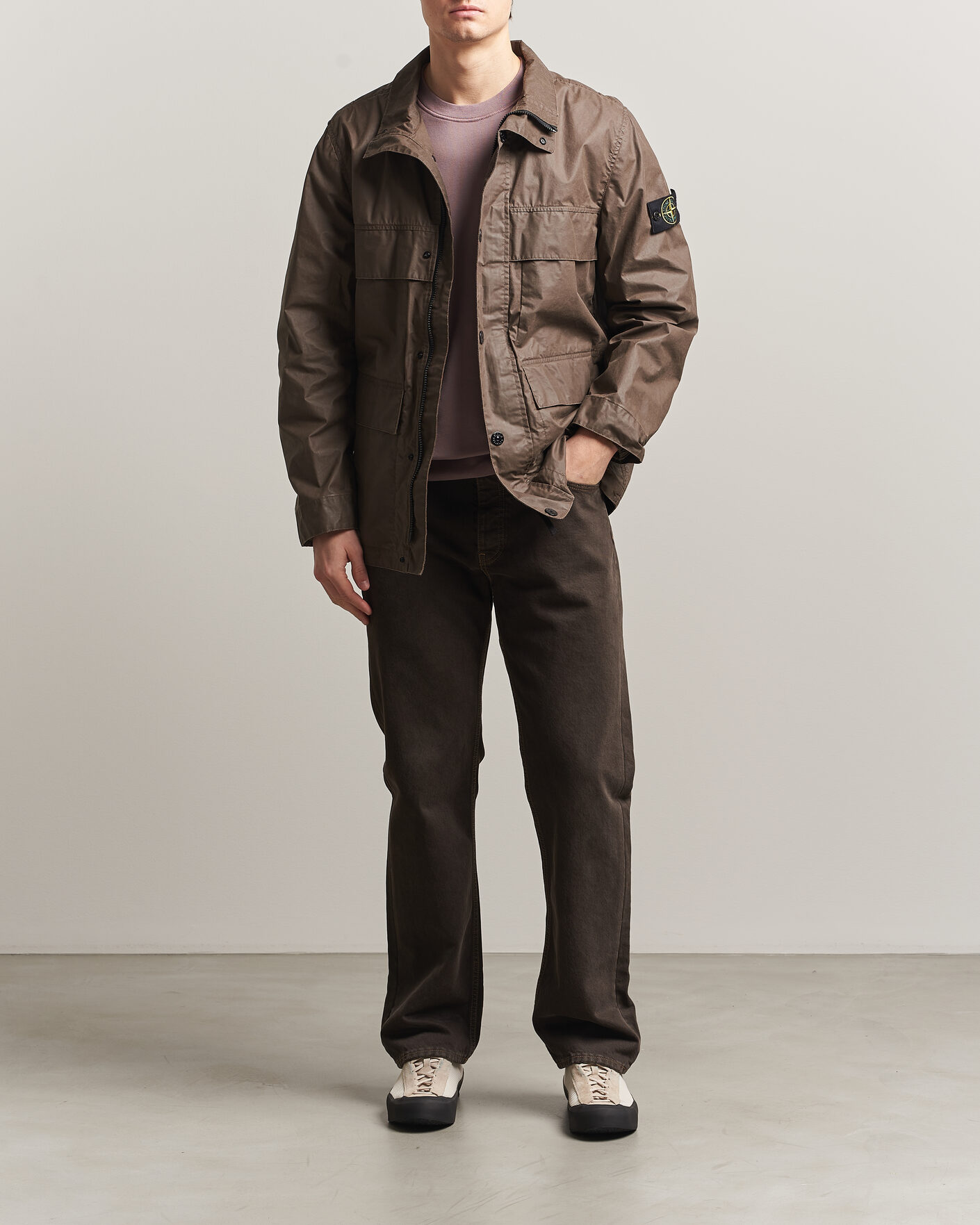 Herr | Jackor | Stone Island | Waxed Pigment Cotton Tela Field Jacket Umber