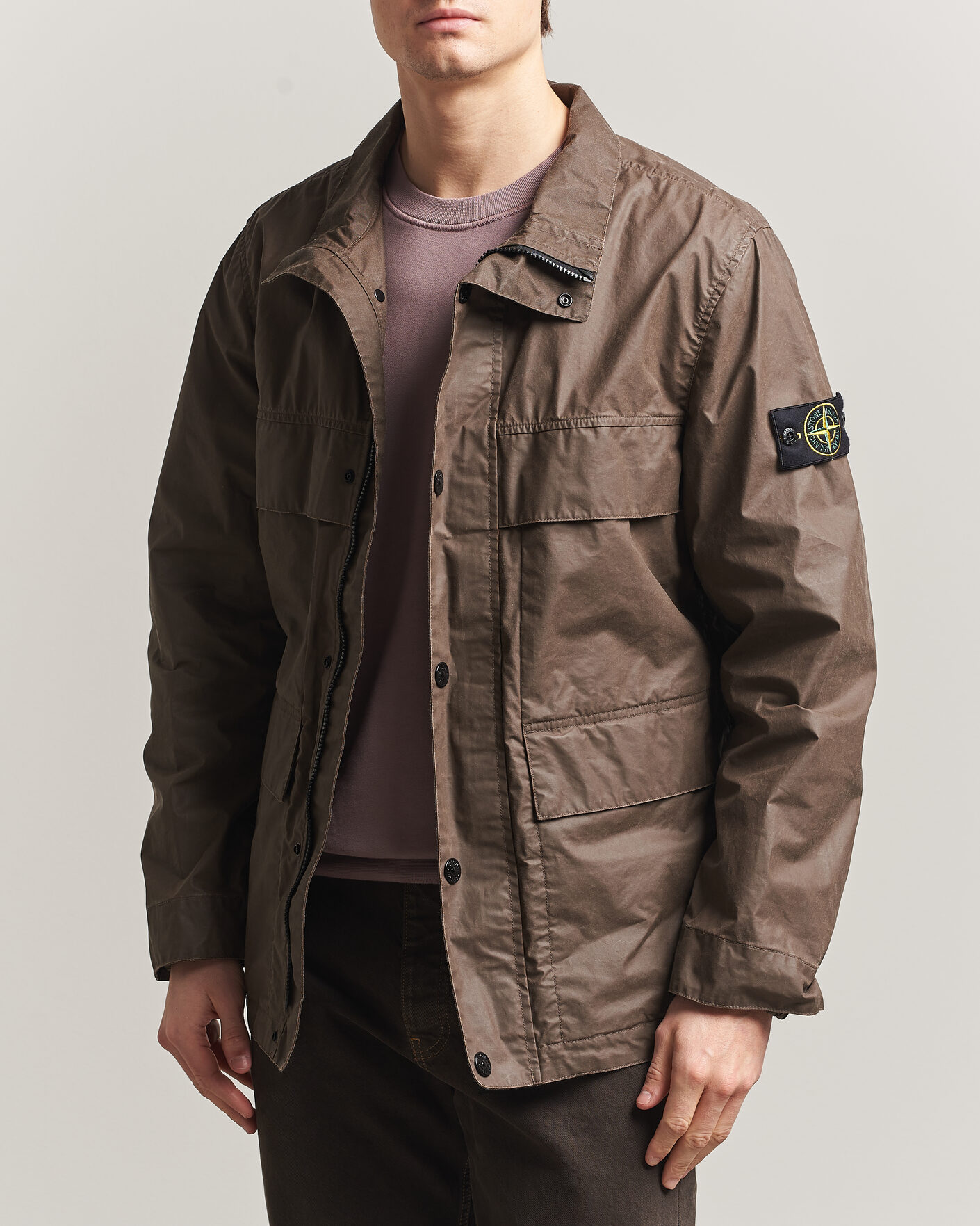 Herr | Jackor | Stone Island | Waxed Pigment Cotton Tela Field Jacket Umber
