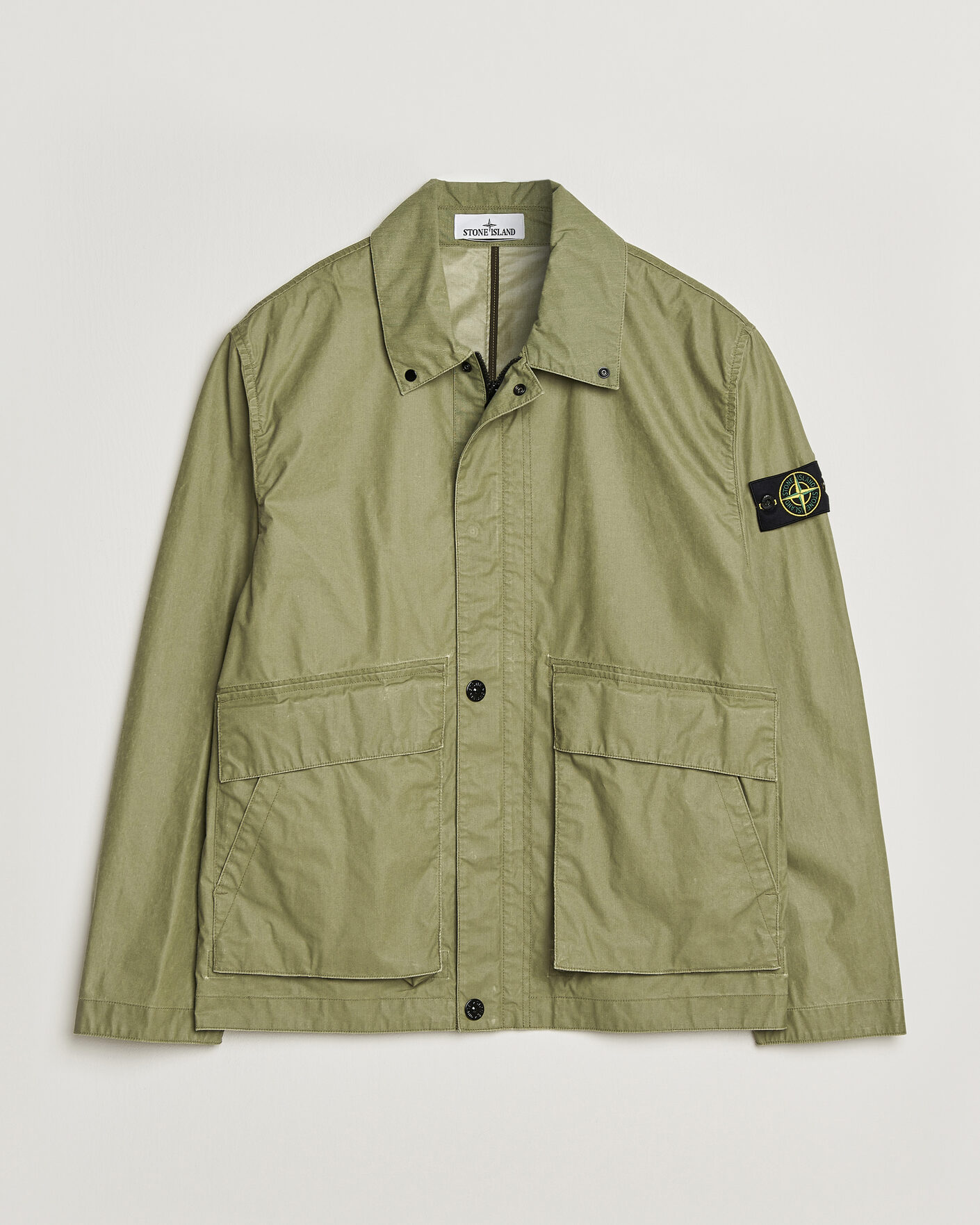 Herr | Jackor | Stone Island | Waxed Pigment Cotton Tela Coach Jacket Military Green