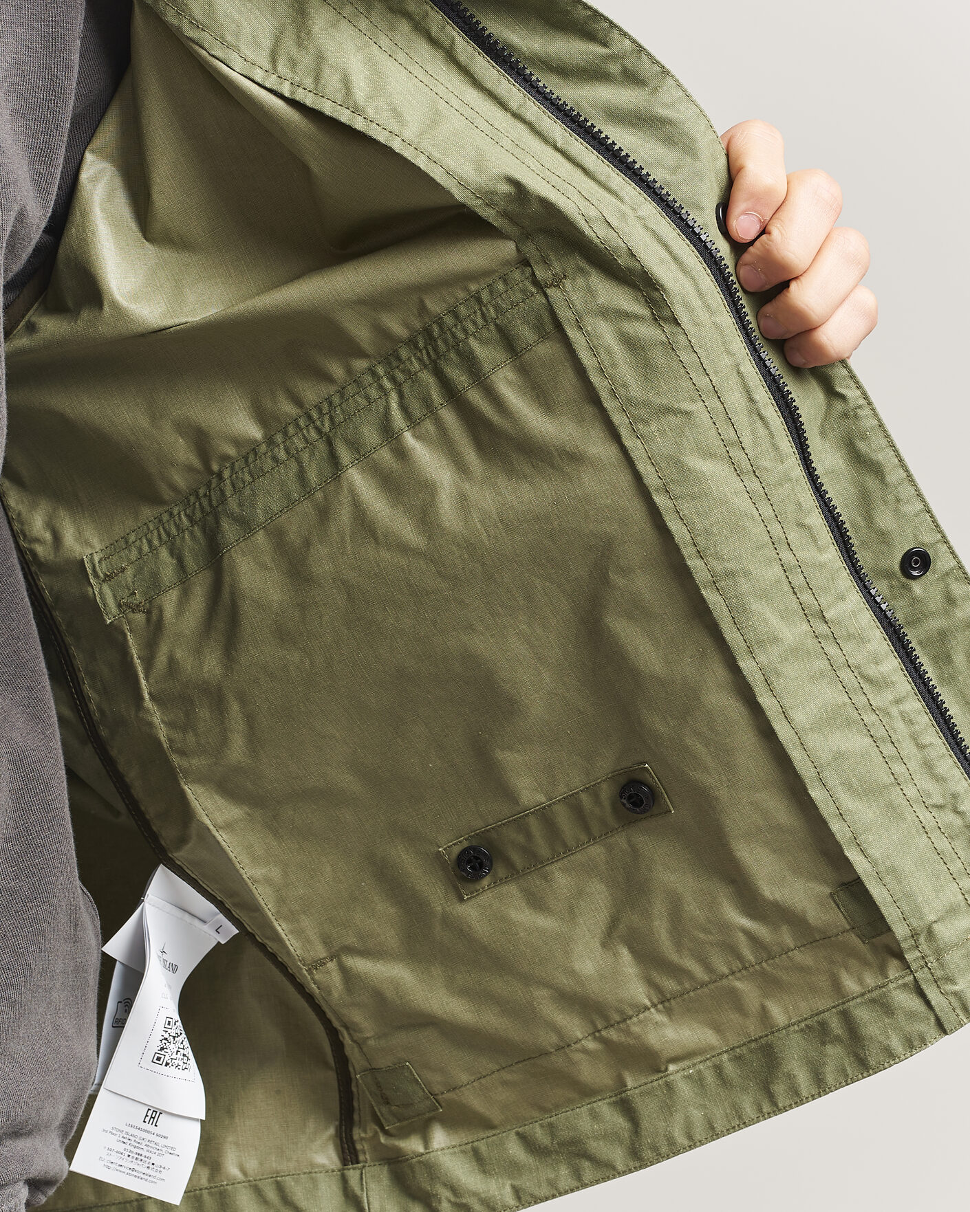 Herr | Jackor | Stone Island | Waxed Pigment Cotton Tela Coach Jacket Military Green