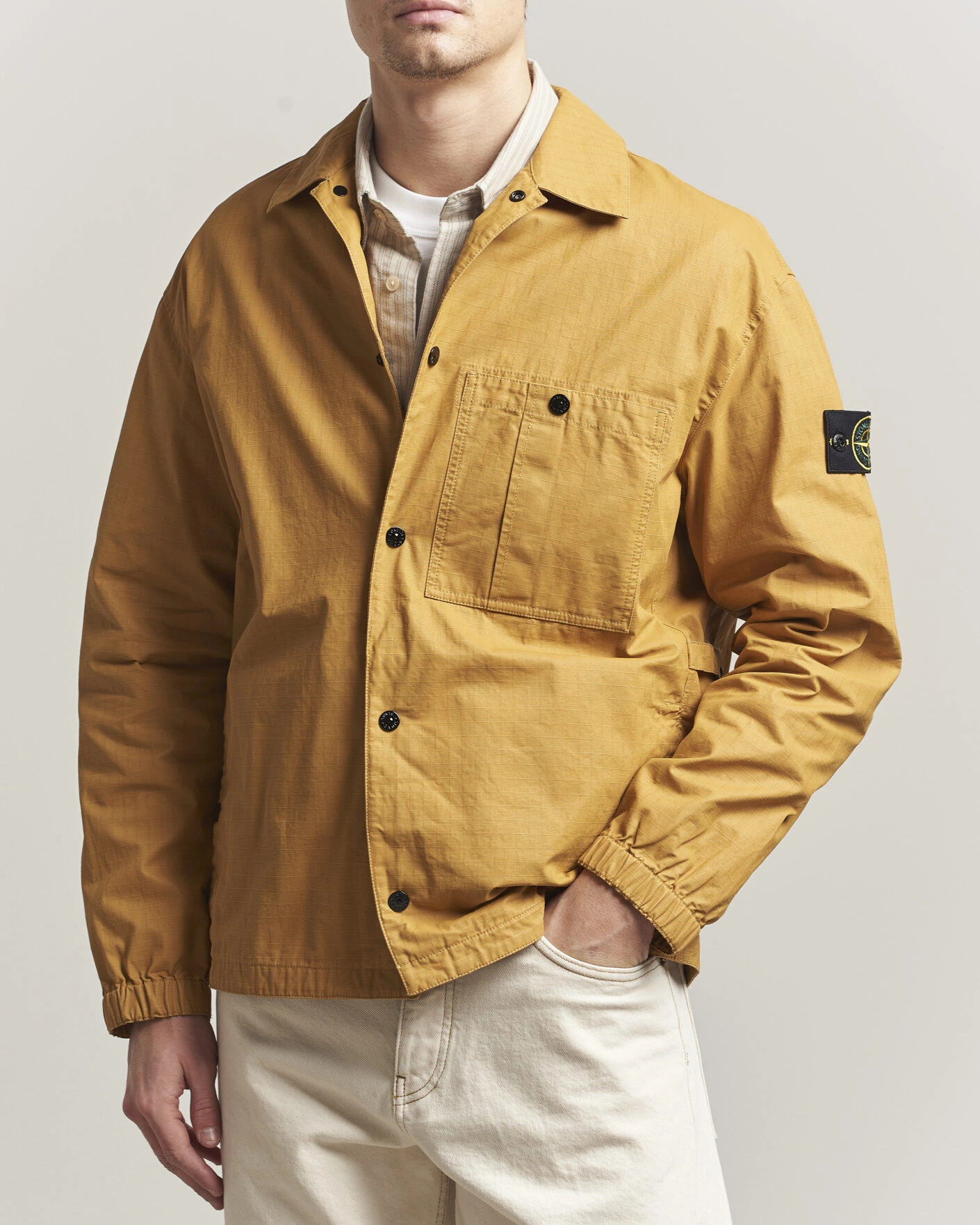 Herr | Jackor | Stone Island | Double Coated Cotton Ripstop Overshirt Mustard
