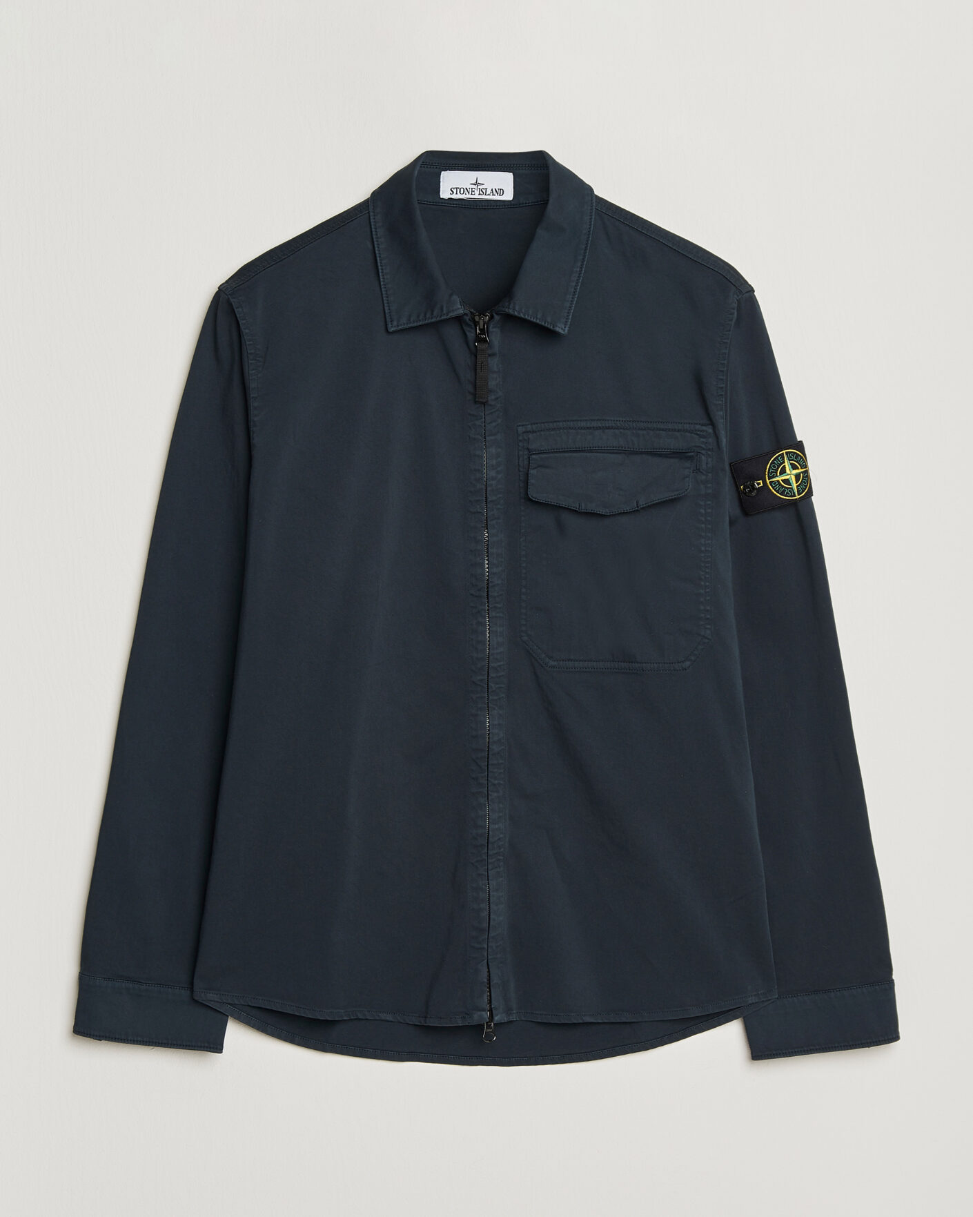 Herr | Skjortor | Stone Island | Cotton Stretch Zip Overshirt Navy