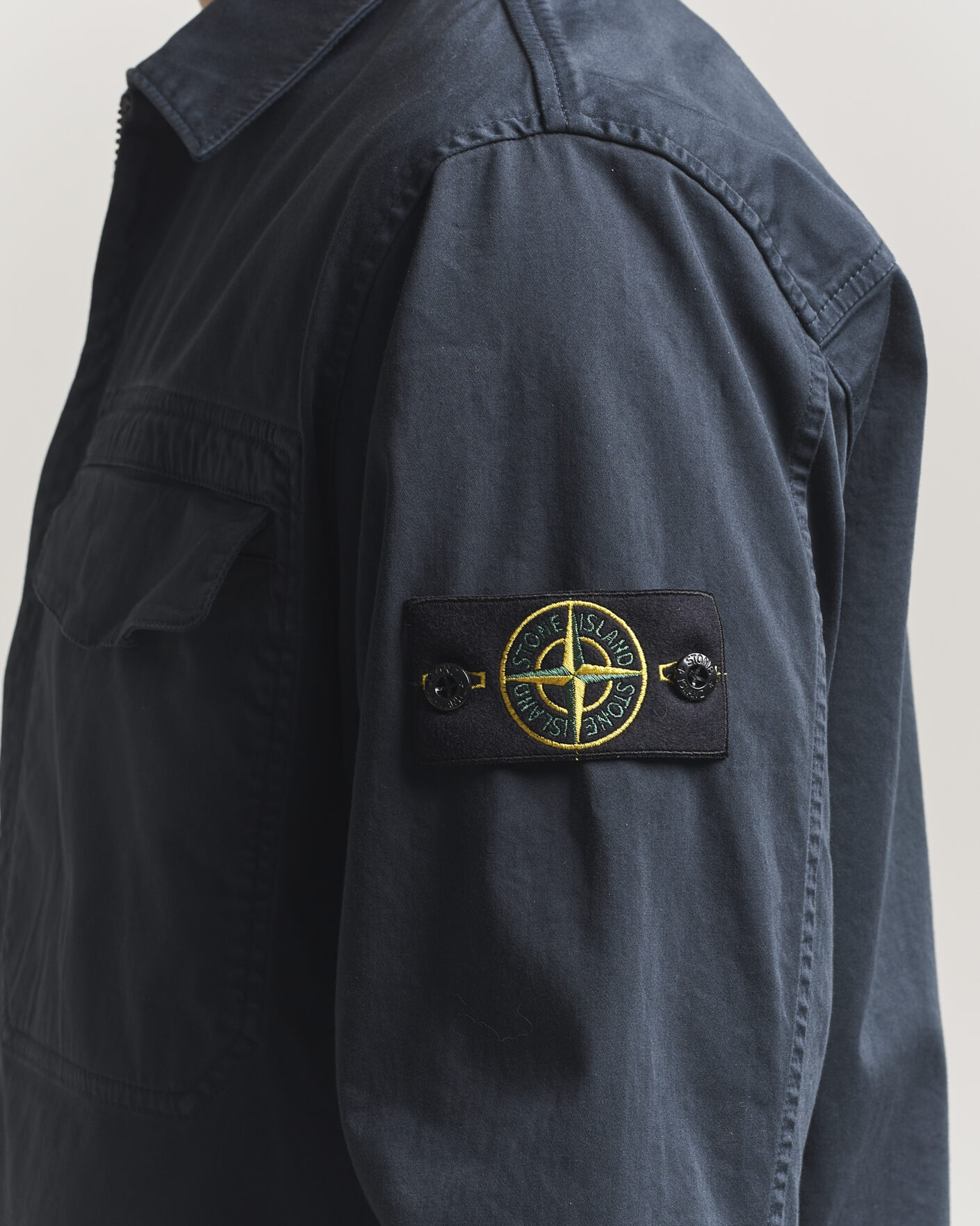 Herr | Skjortor | Stone Island | Cotton Stretch Zip Overshirt Navy