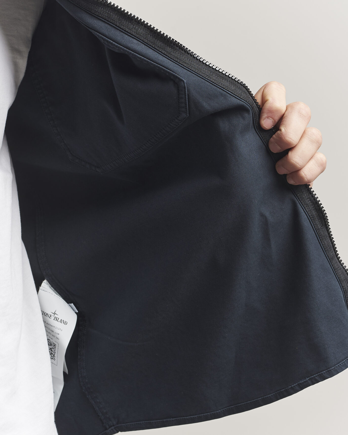 Herr | Skjortor | Stone Island | Cotton Stretch Zip Overshirt Navy