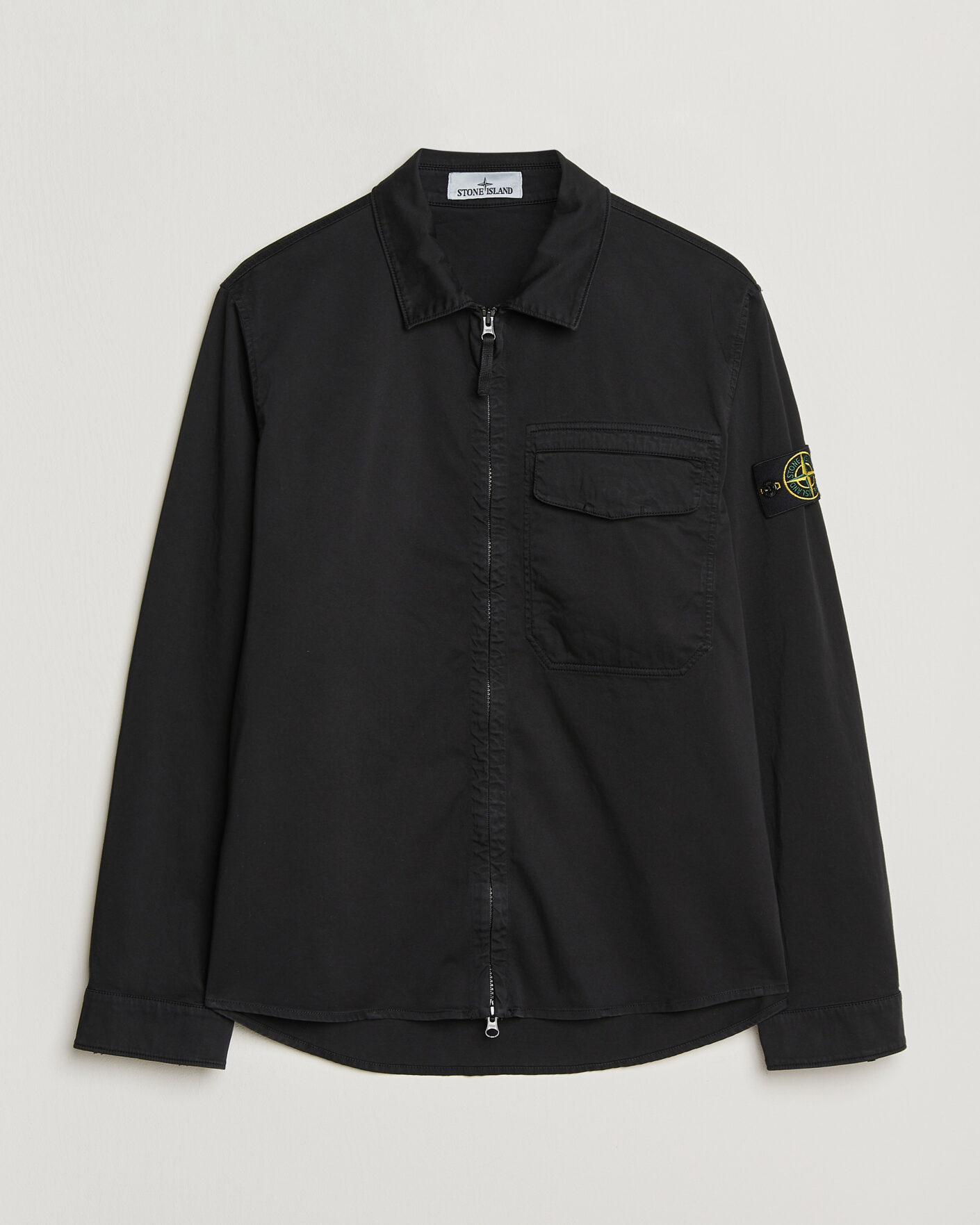 Herr | Skjortor | Stone Island | Cotton Stretch Zip Overshirt Black