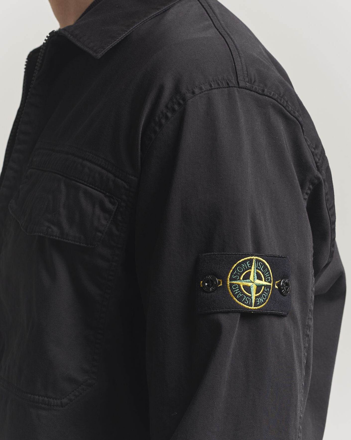 Herr | Skjortor | Stone Island | Cotton Stretch Zip Overshirt Black