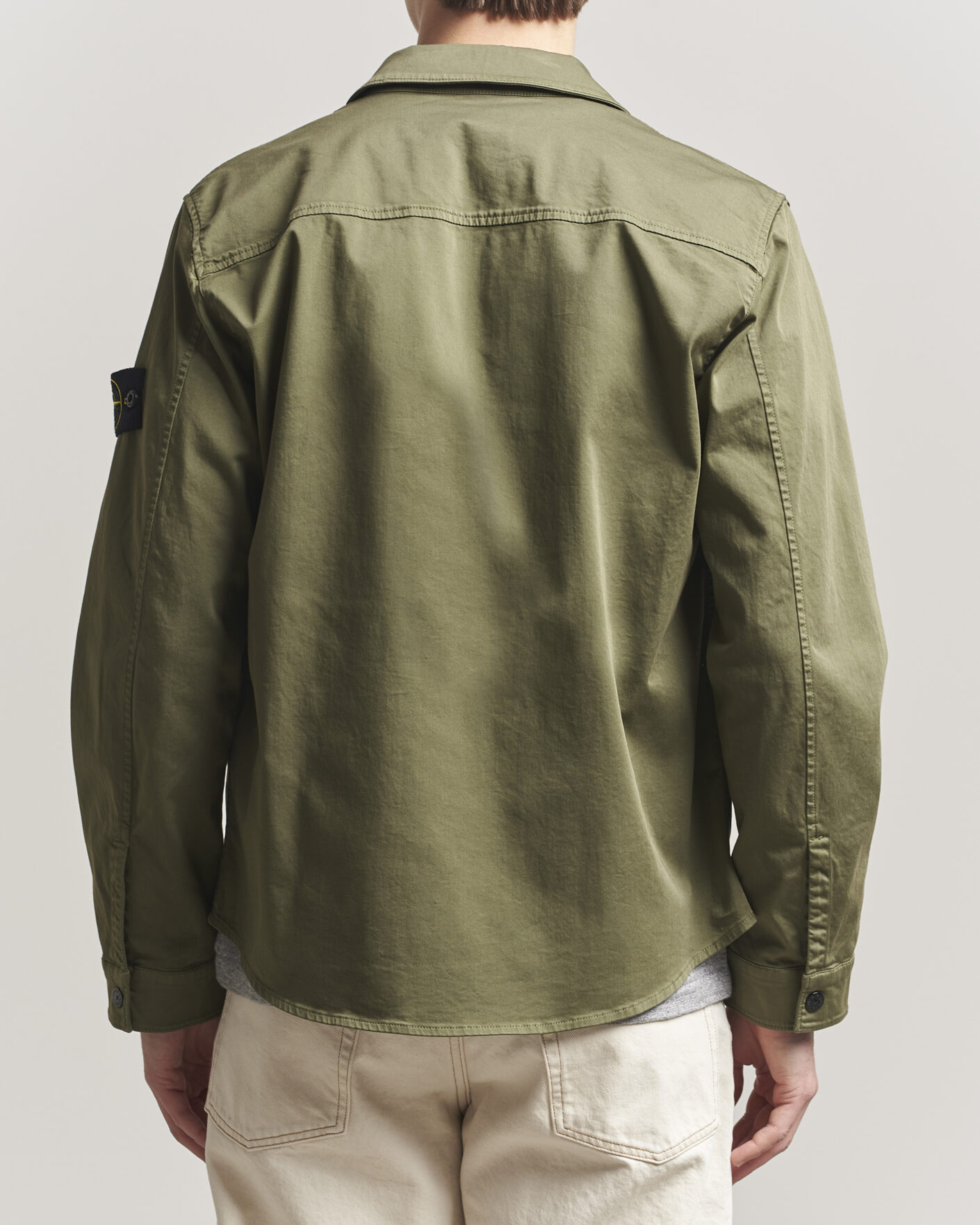 Herr | Skjortor | Stone Island | Cotton Stretch Zip Overshirt Military Green