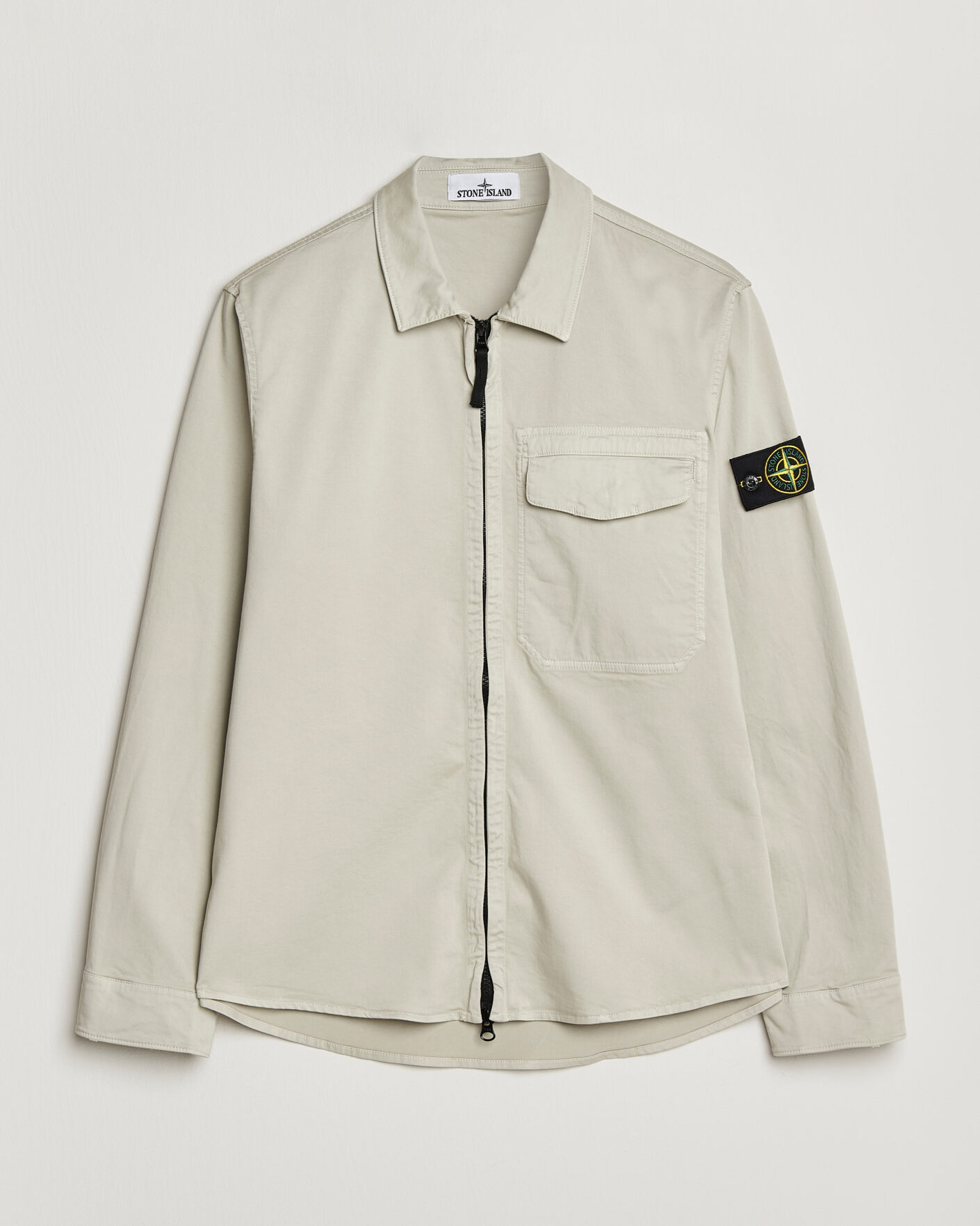 Herr | Skjortor | Stone Island | Cotton Stretch Zip Overshirt Pearl Grey