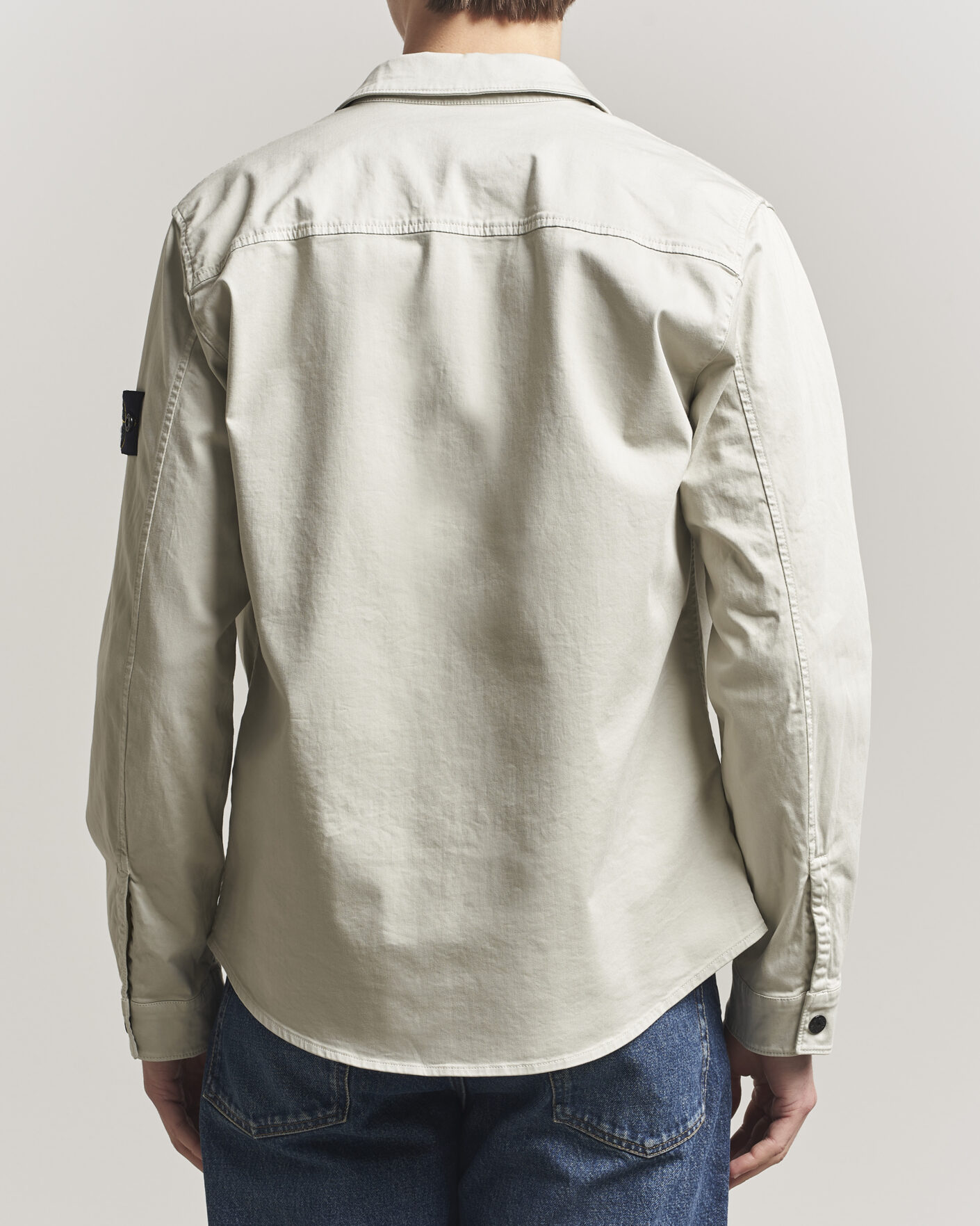 Herr | Skjortor | Stone Island | Cotton Stretch Zip Overshirt Pearl Grey