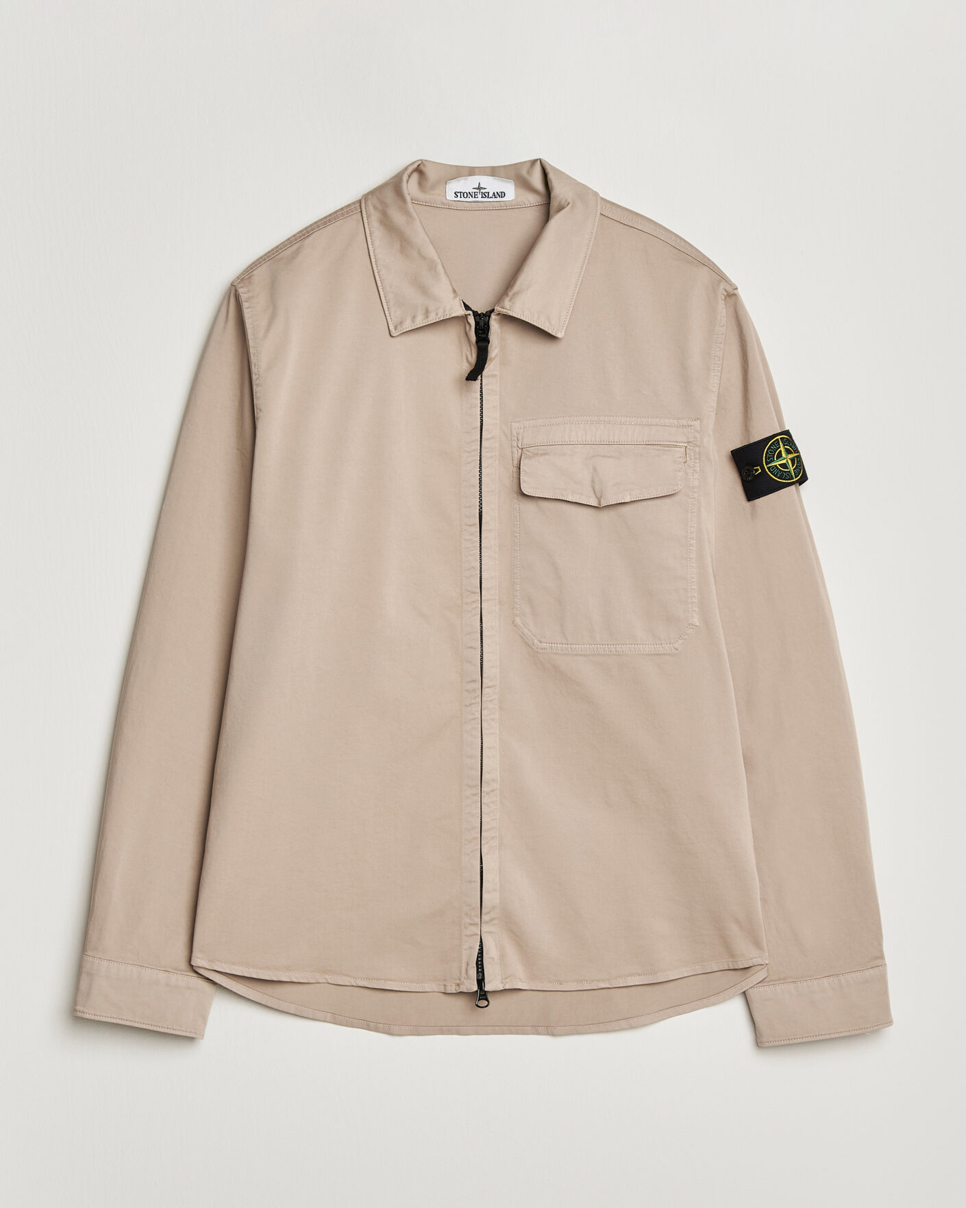 Herr | Skjortor | Stone Island | Cotton Stretch Zip Overshirt Desert