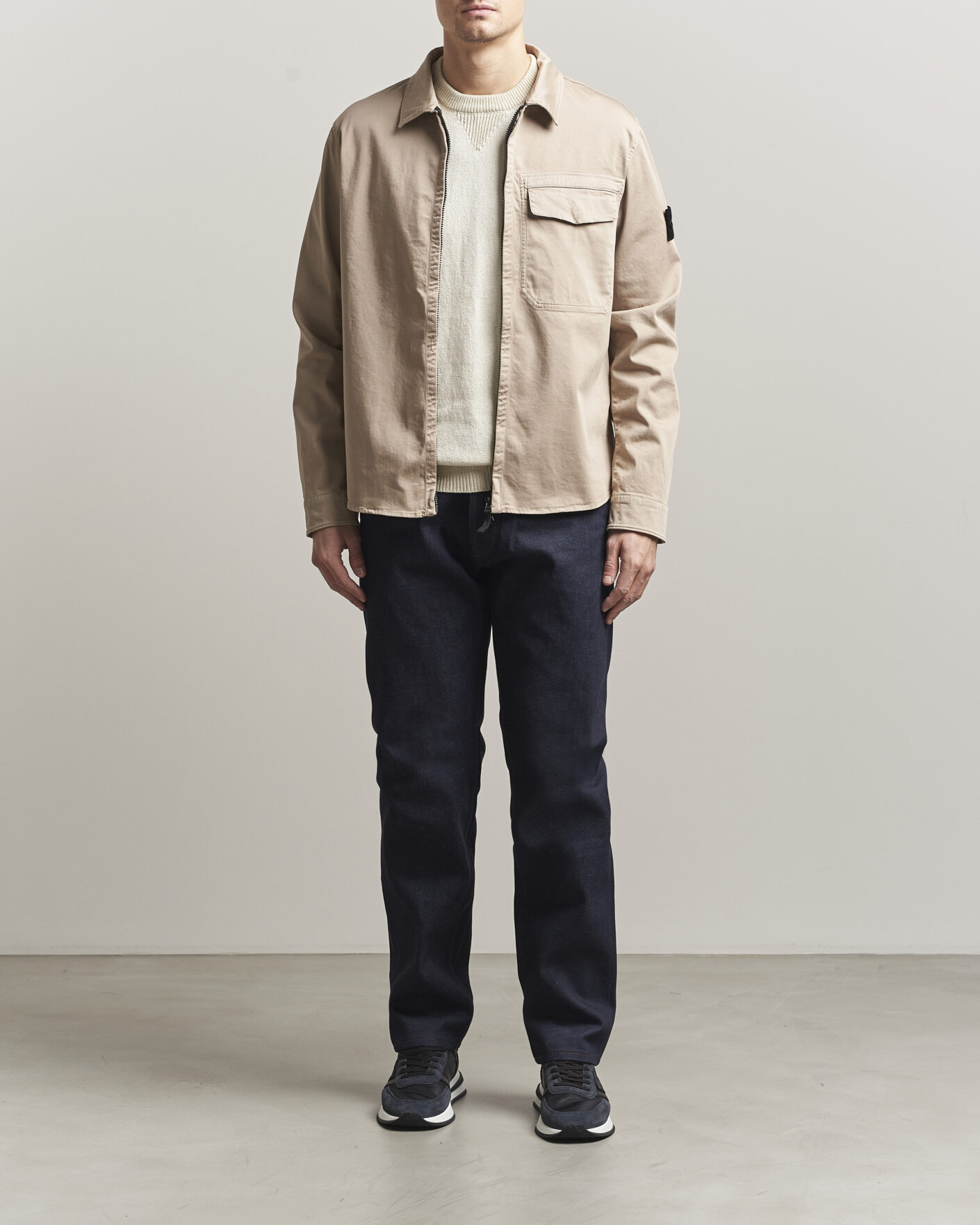 Herr | Skjortor | Stone Island | Cotton Stretch Zip Overshirt Desert