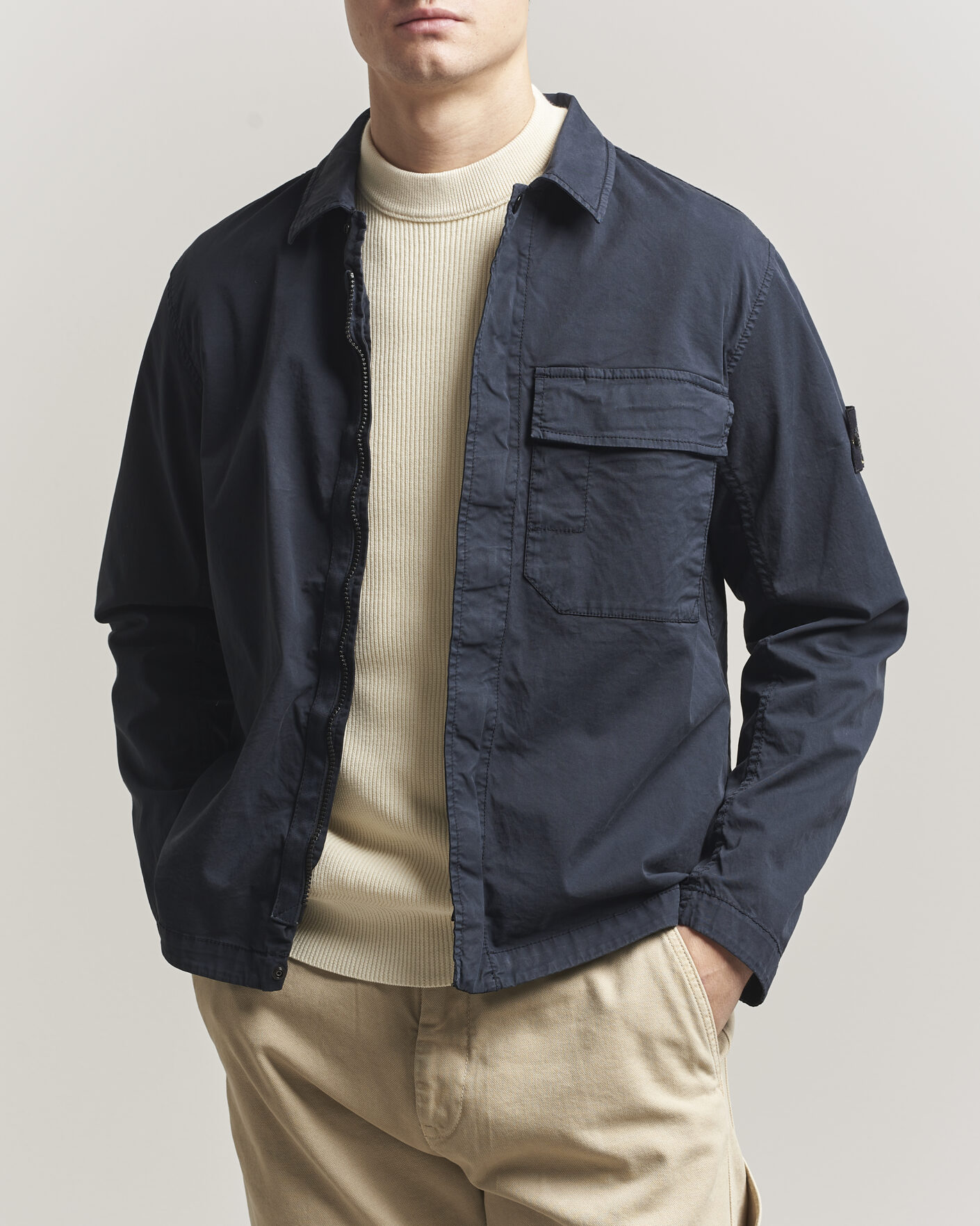 Herr | Jackor | Stone Island | Organic Cotton Twill Overshirt Navy