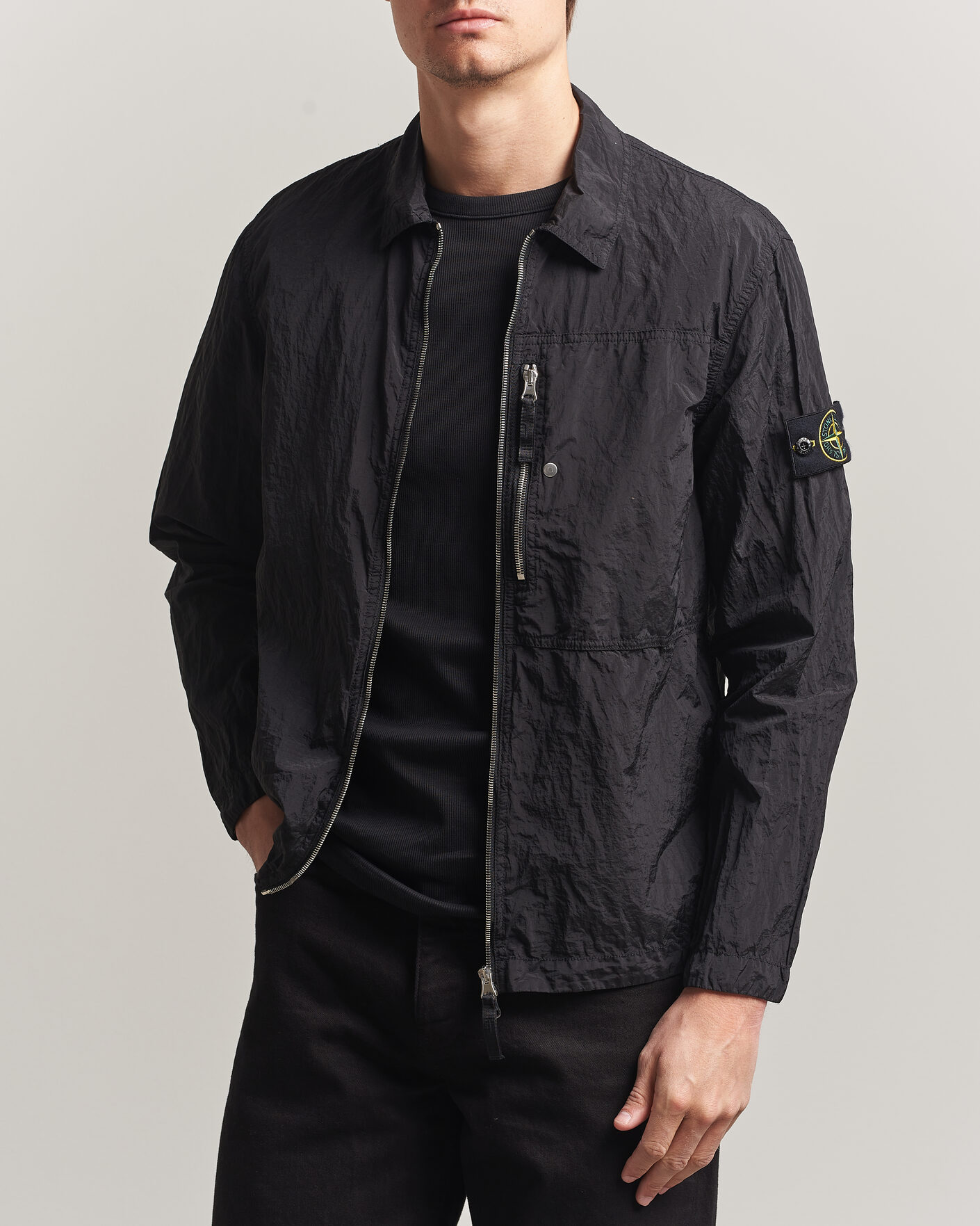 Herr | Skjortor | Stone Island | Nylon Metal Zip Overshirt Black