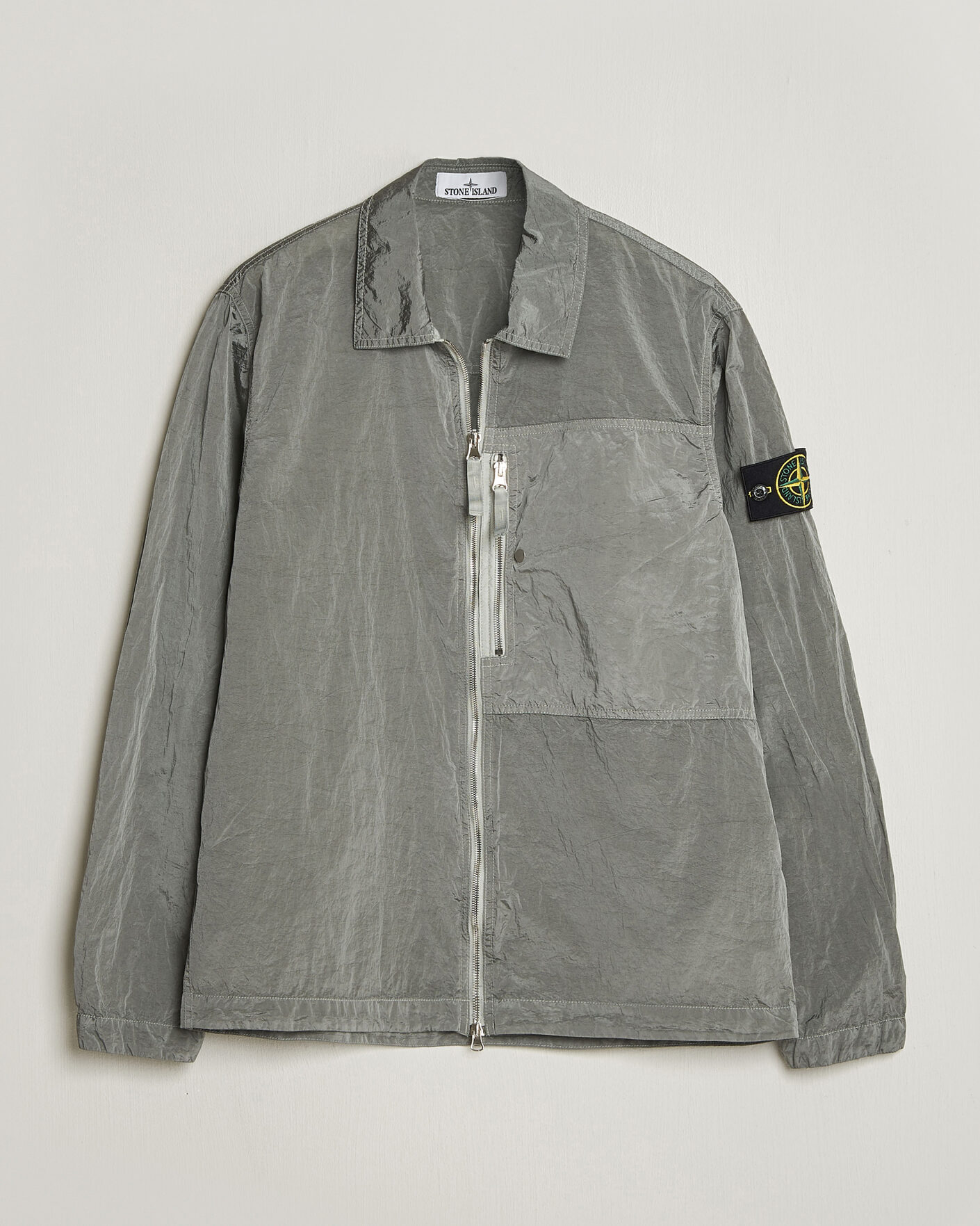 Herr | Skjortor | Stone Island | Nylon Metal Zip Overshirt Pearl Grey