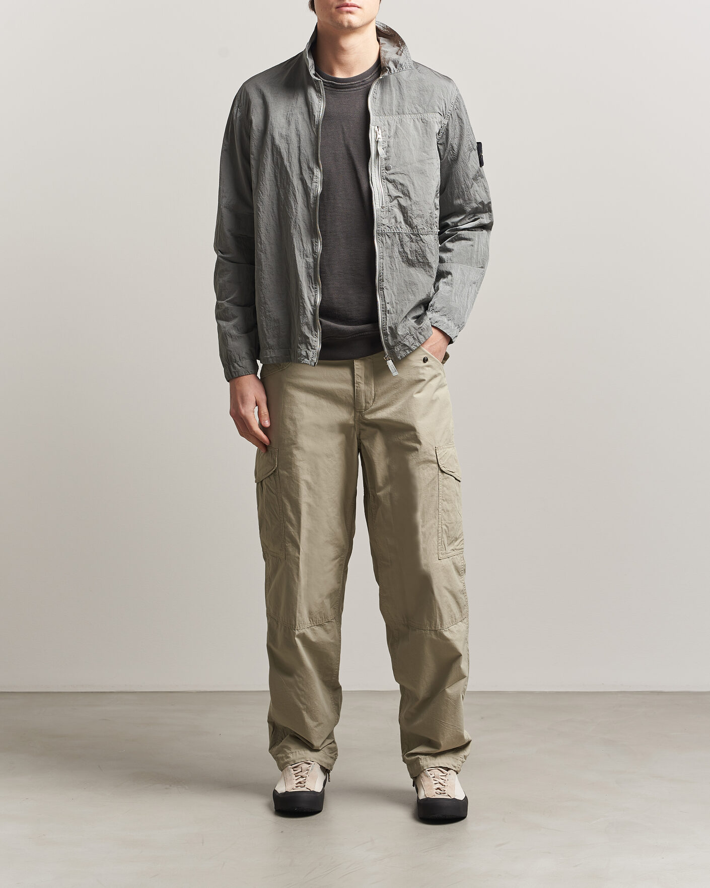 Herr | Skjortor | Stone Island | Nylon Metal Zip Overshirt Pearl Grey