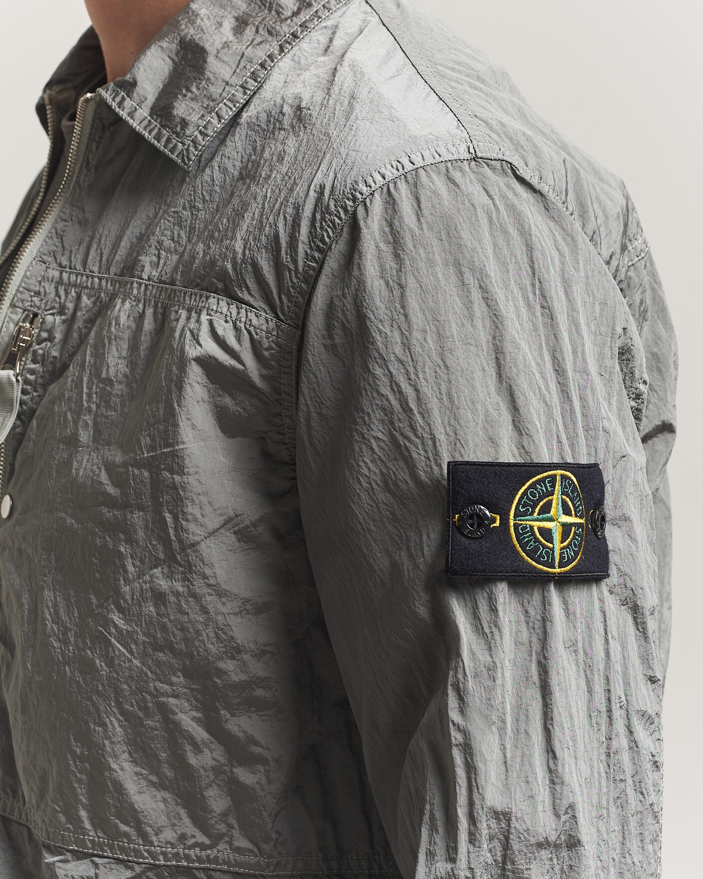 Herr | Skjortor | Stone Island | Nylon Metal Zip Overshirt Pearl Grey