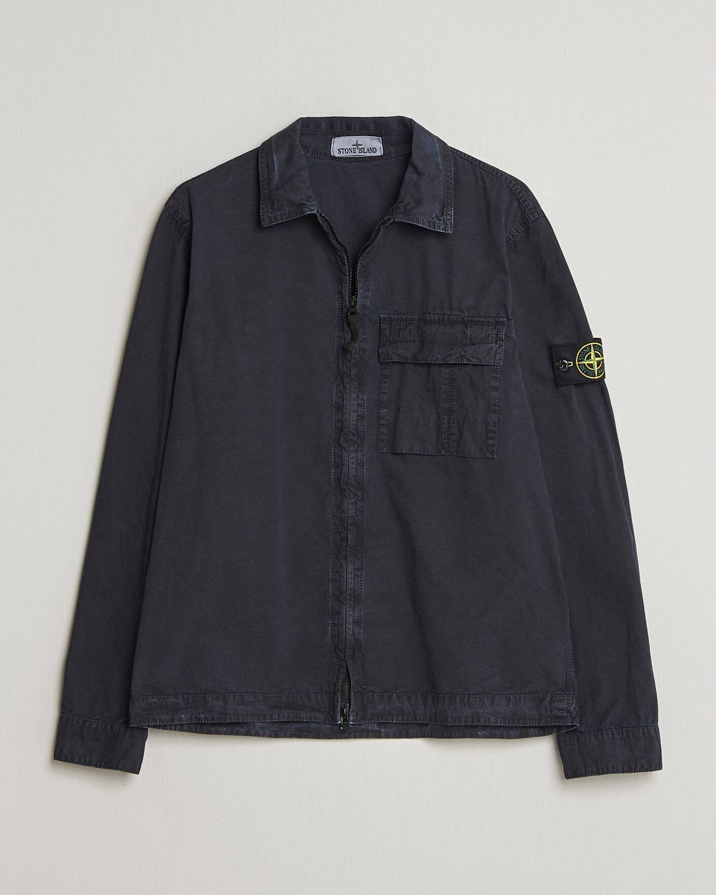 Herr | Skjortor | Stone Island | Brushed Cotton Canvas Zip Overshirt Navy