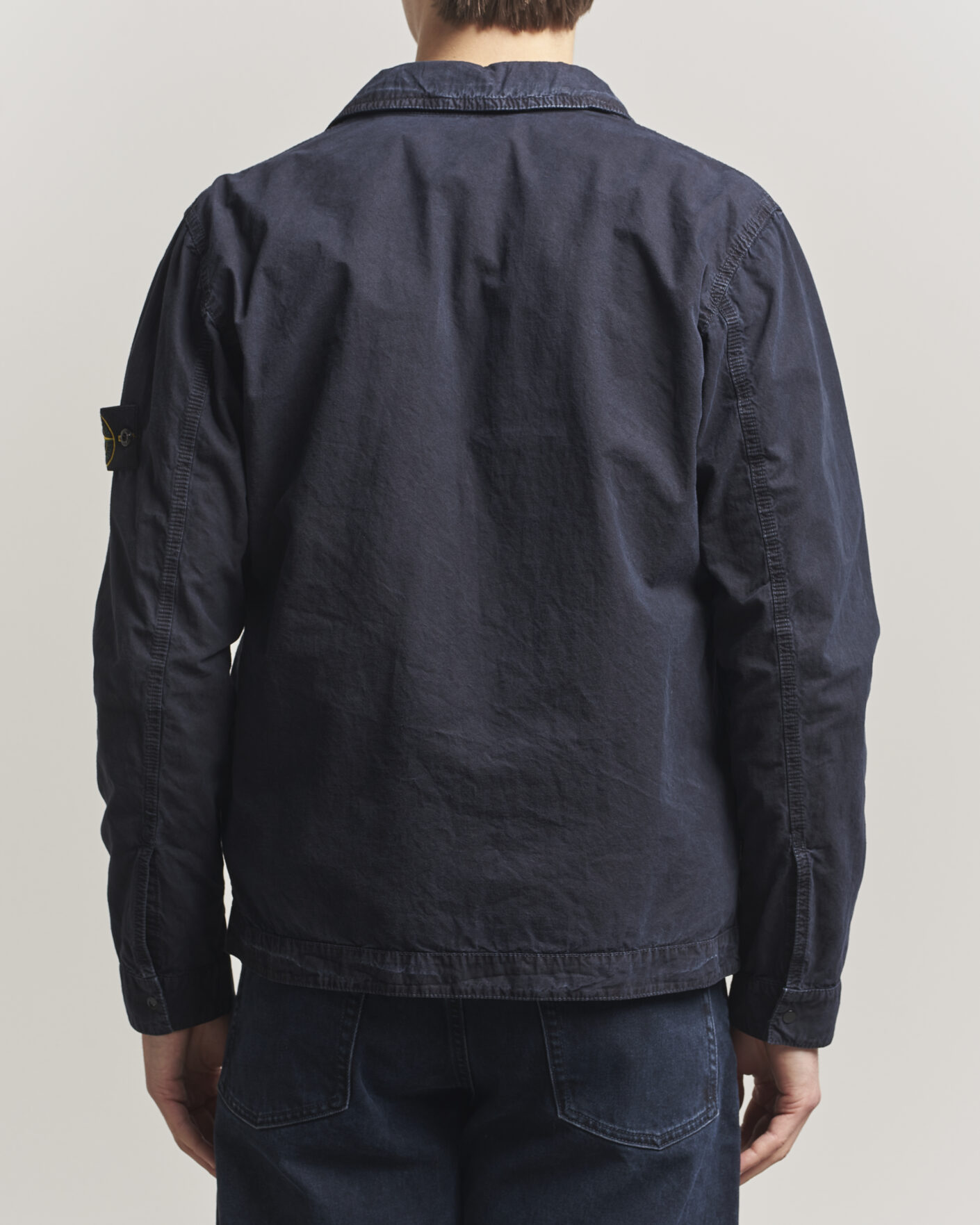 Herr | Skjortor | Stone Island | Brushed Cotton Canvas Zip Overshirt Navy