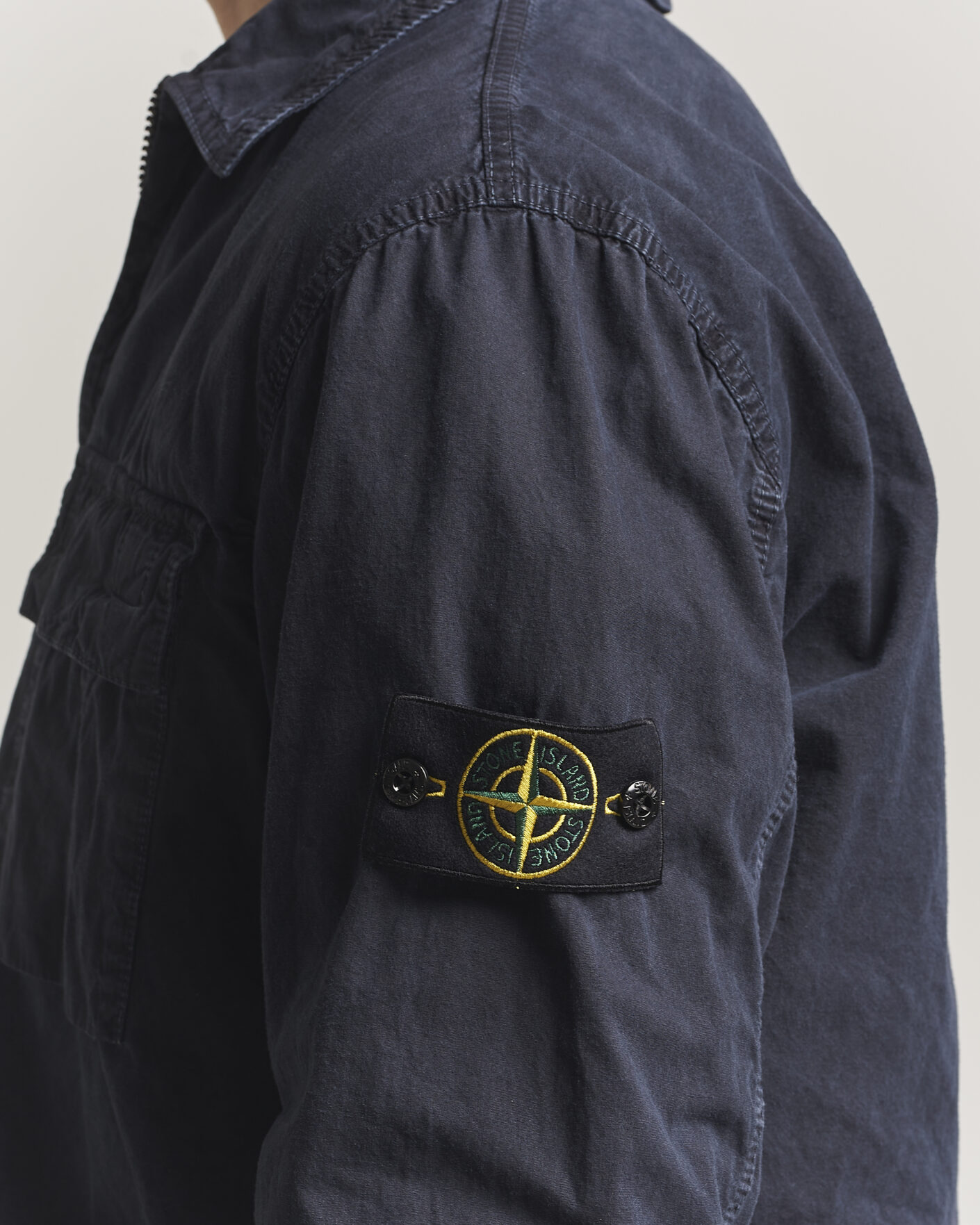 Herr | Skjortor | Stone Island | Brushed Cotton Canvas Zip Overshirt Navy