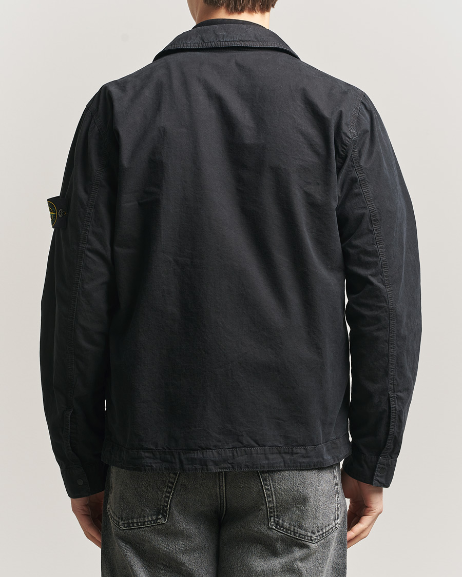Herr | Skjortor | Stone Island | Brushed Cotton Canvas Zip Overshirt Black
