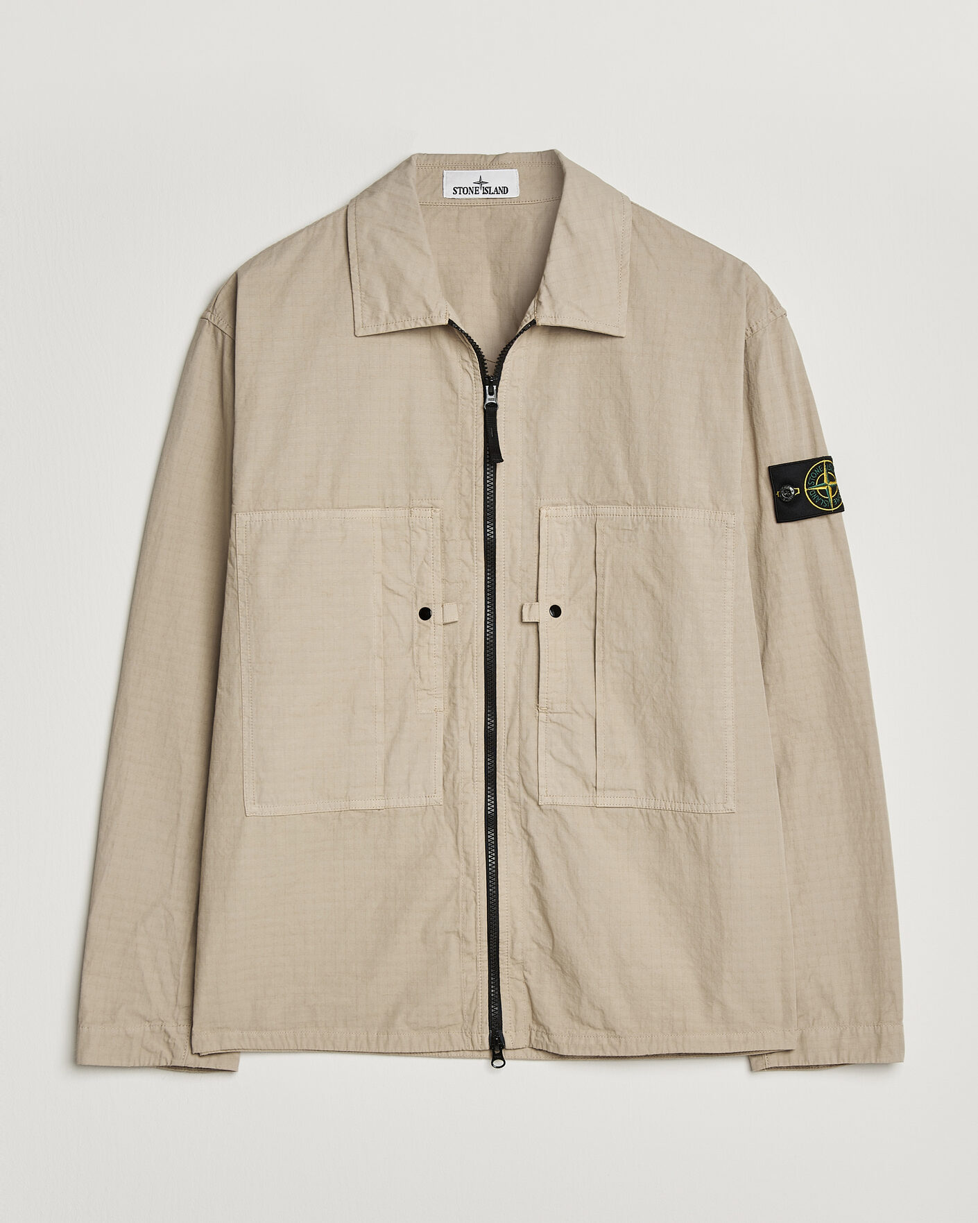 Herr | Skjortor | Stone Island | Cotton Ripstop Zip Overshirt Desert