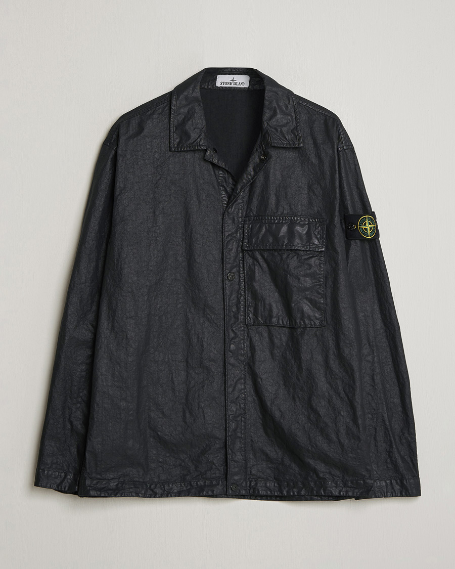 Herr | Skjortor | Stone Island | Garment Dyed Nylon Zip Overshirt Black