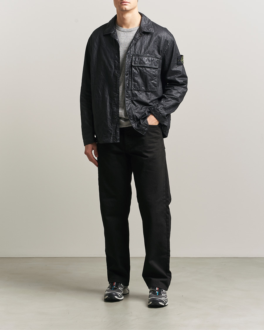 Herr | Skjortor | Stone Island | Garment Dyed Nylon Zip Overshirt Black
