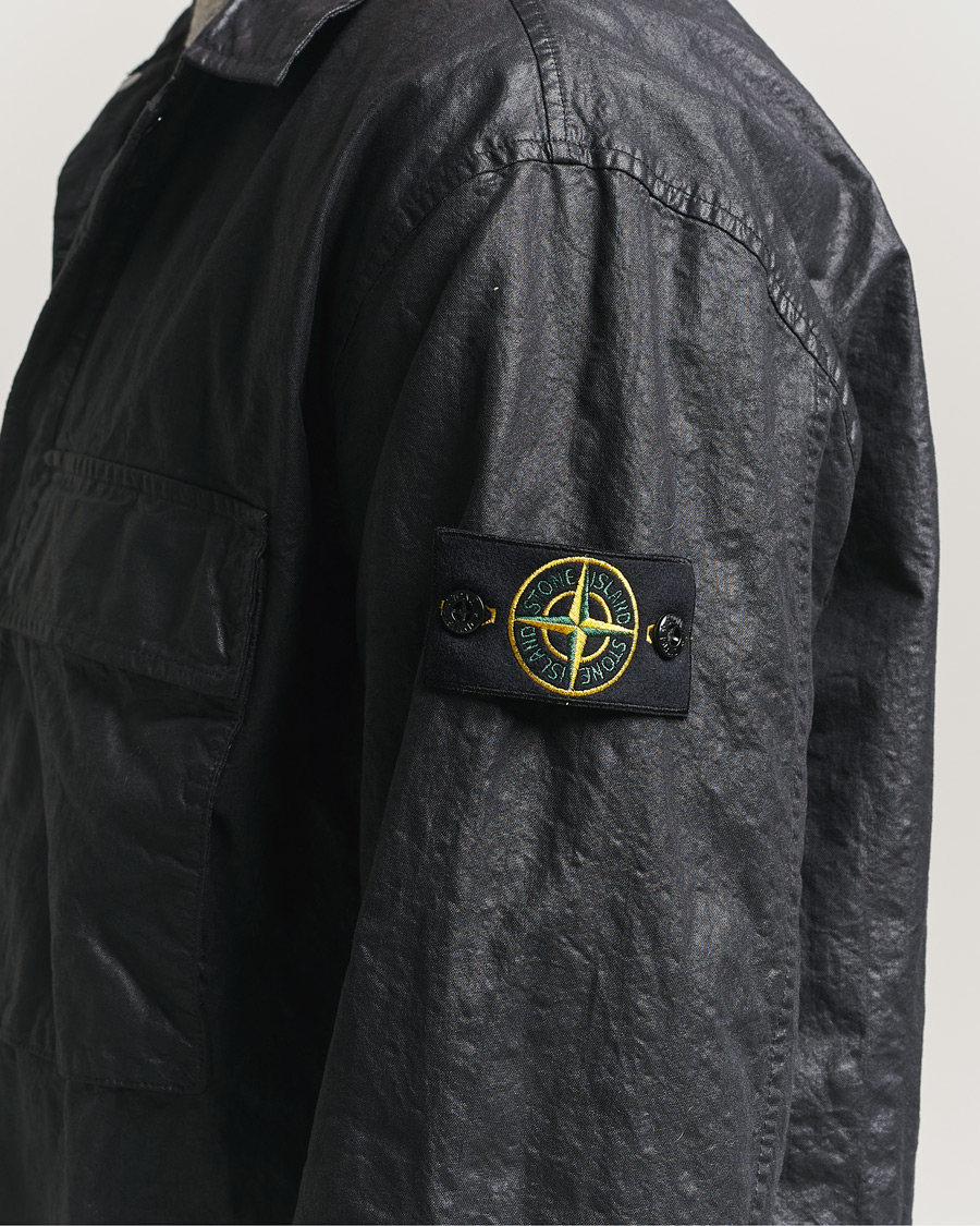 Herr | Skjortor | Stone Island | Garment Dyed Nylon Zip Overshirt Black