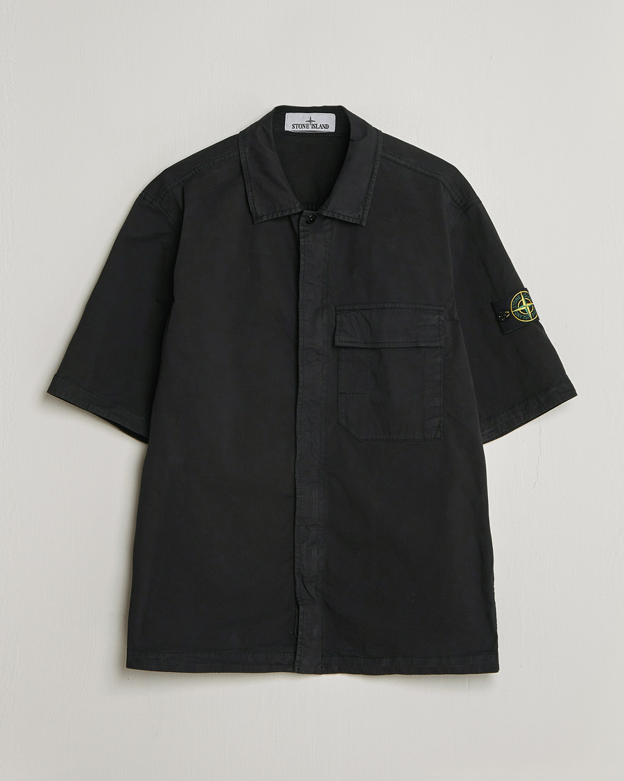 Herr | Skjortor | Stone Island | Organic Cotton Twill Short Sleeve Shirt Black
