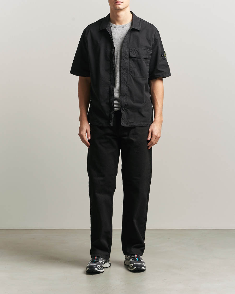 Herr | Skjortor | Stone Island | Organic Cotton Twill Short Sleeve Shirt Black