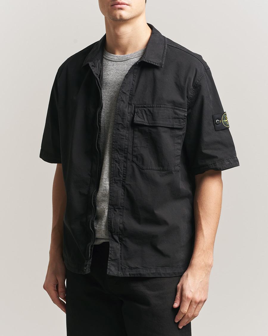 Herr | Skjortor | Stone Island | Organic Cotton Twill Short Sleeve Shirt Black